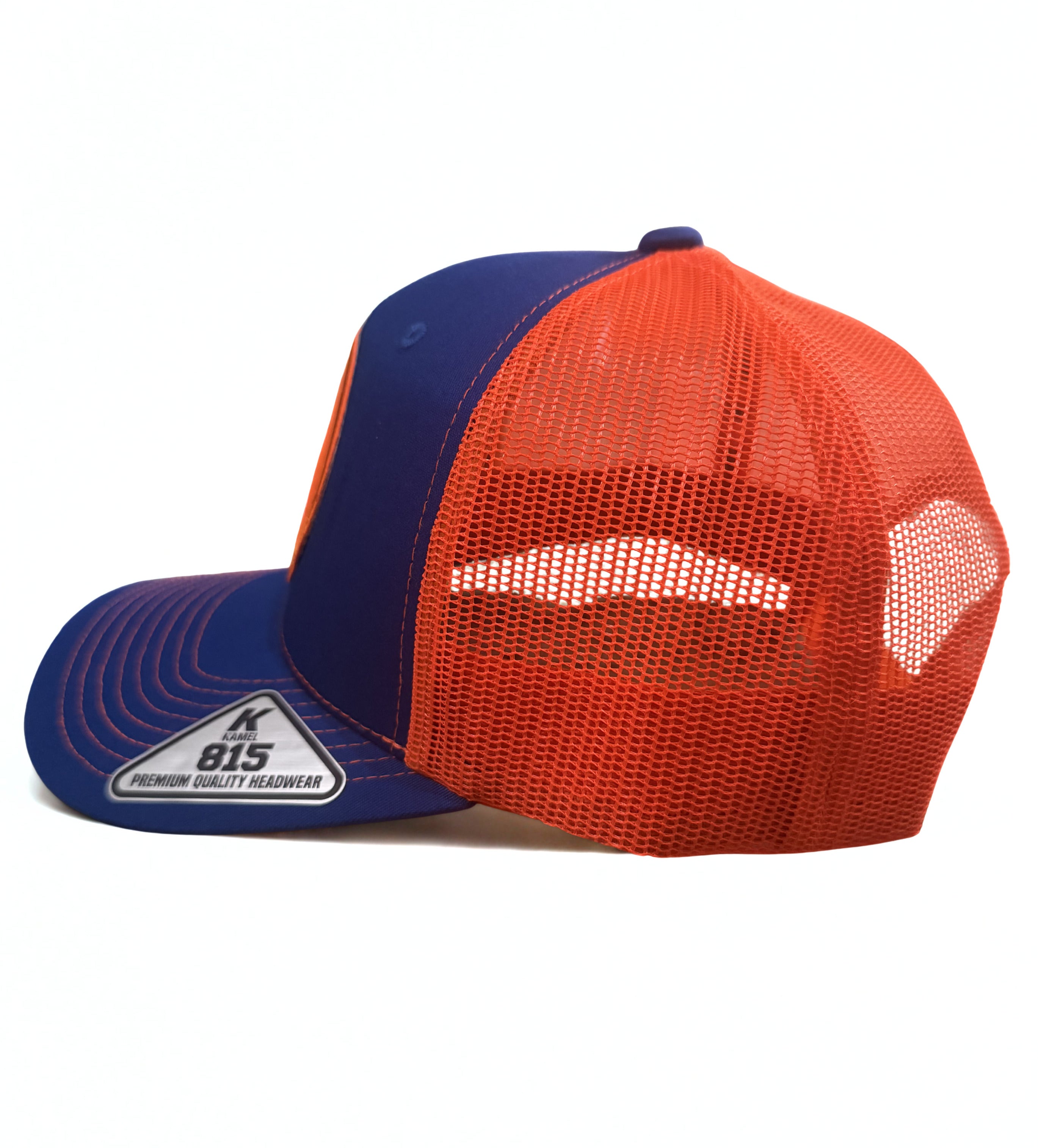 76 Oil Embroidered Logo Premium Snapback Hat Adjustable Orange and Blue Mesh Cap