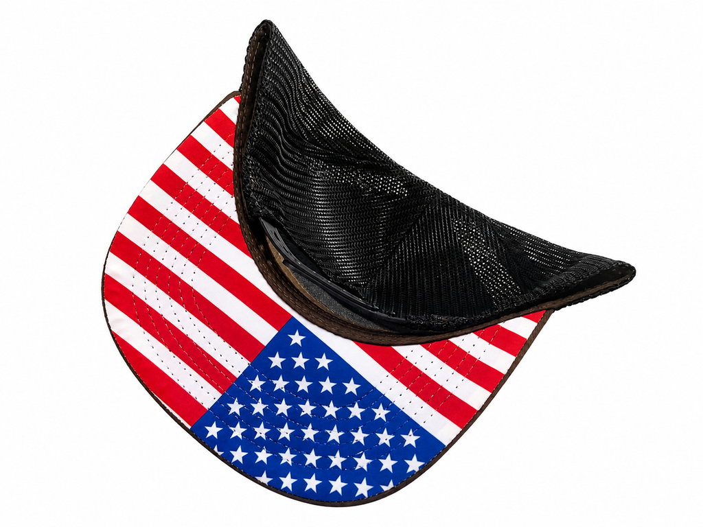 Harley Davidson American Flag Embroidered Logo Trucker Hat Olive Black Mesh Snapback Adjustable Cap