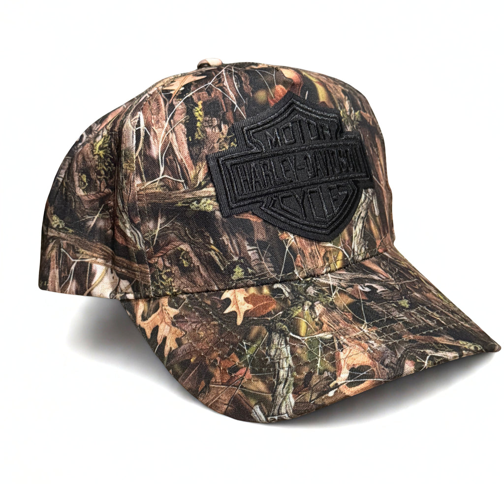 Harley Davidson Black Embroidered Logo Snapback Hat Camo Adjustable Twill Cap