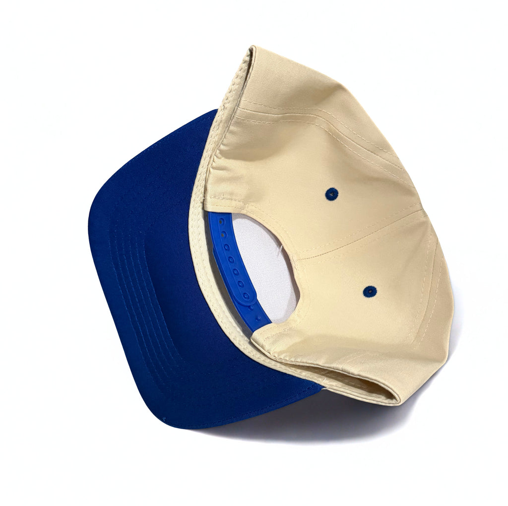 Harley Davidson Blue Embroidered Logo Snapback Hat Cream and Blue Brim Adjustable Twill Cap