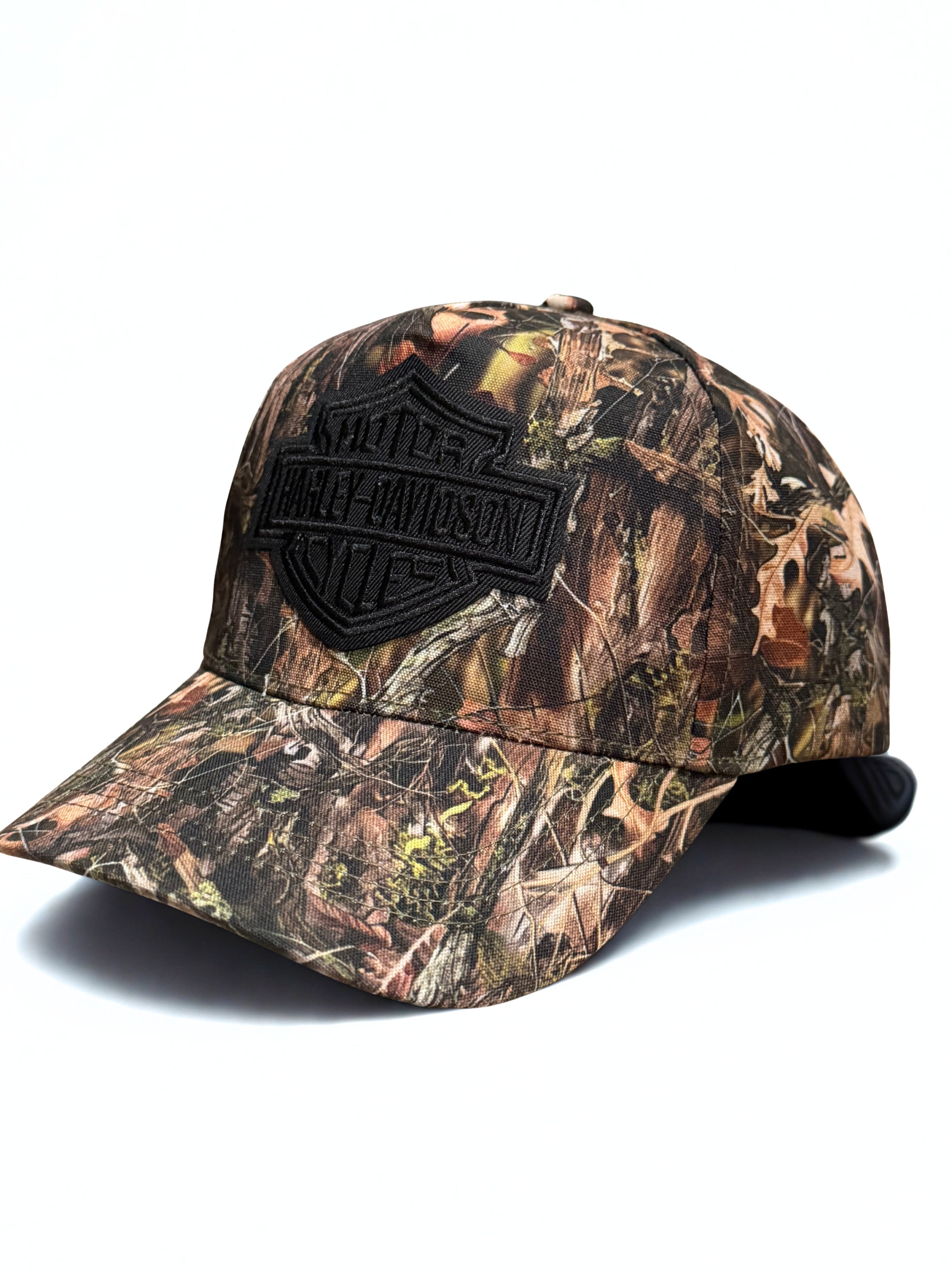 Harley Davidson Black Embroidered Logo Snapback Hat Camo Adjustable Twill Cap
