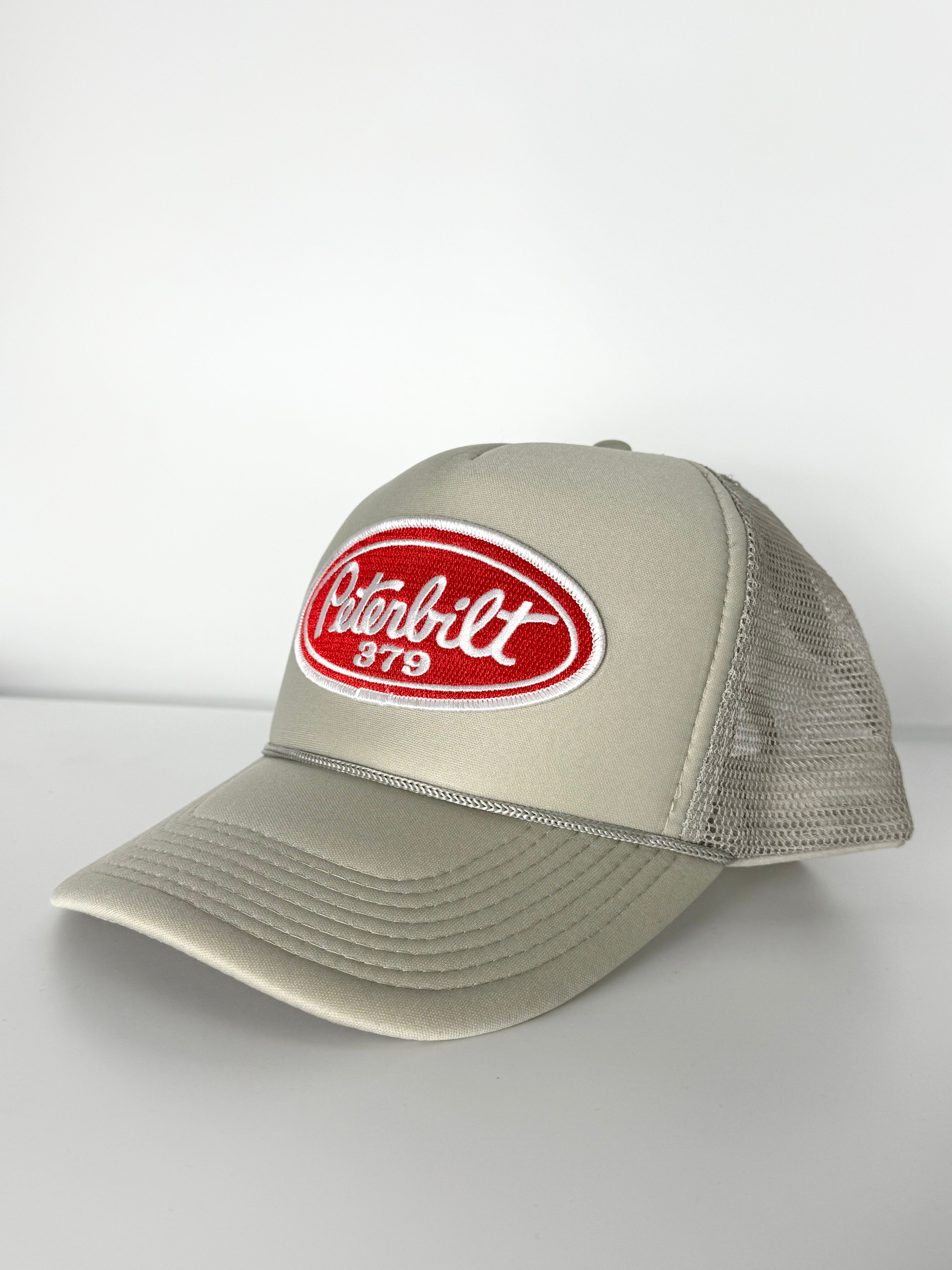 Peterbilt 379 Trucker Mesh Snapback Cap Beige