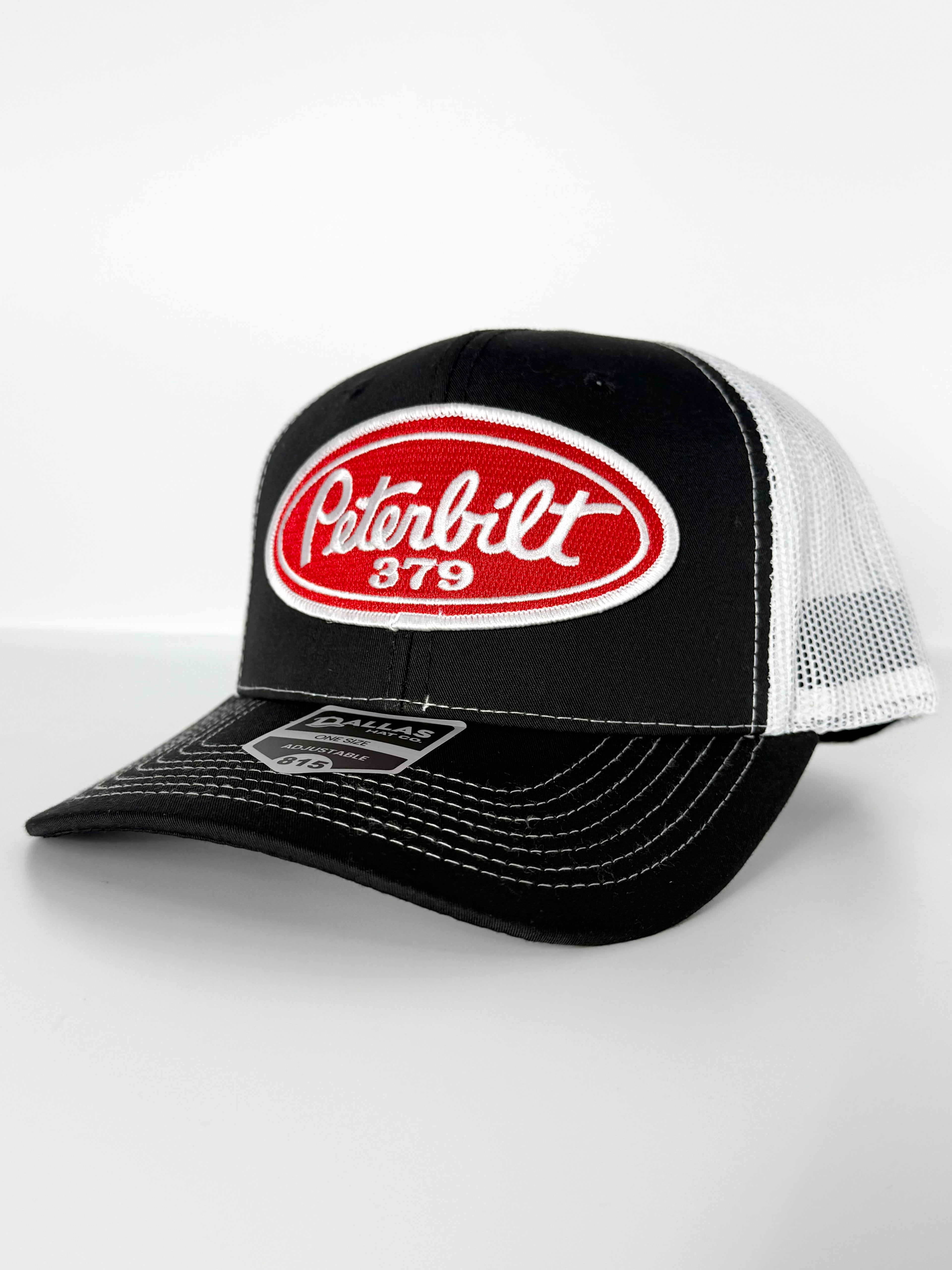 Peterbilt 379 Trucker Mesh Snapback Cap Black/White