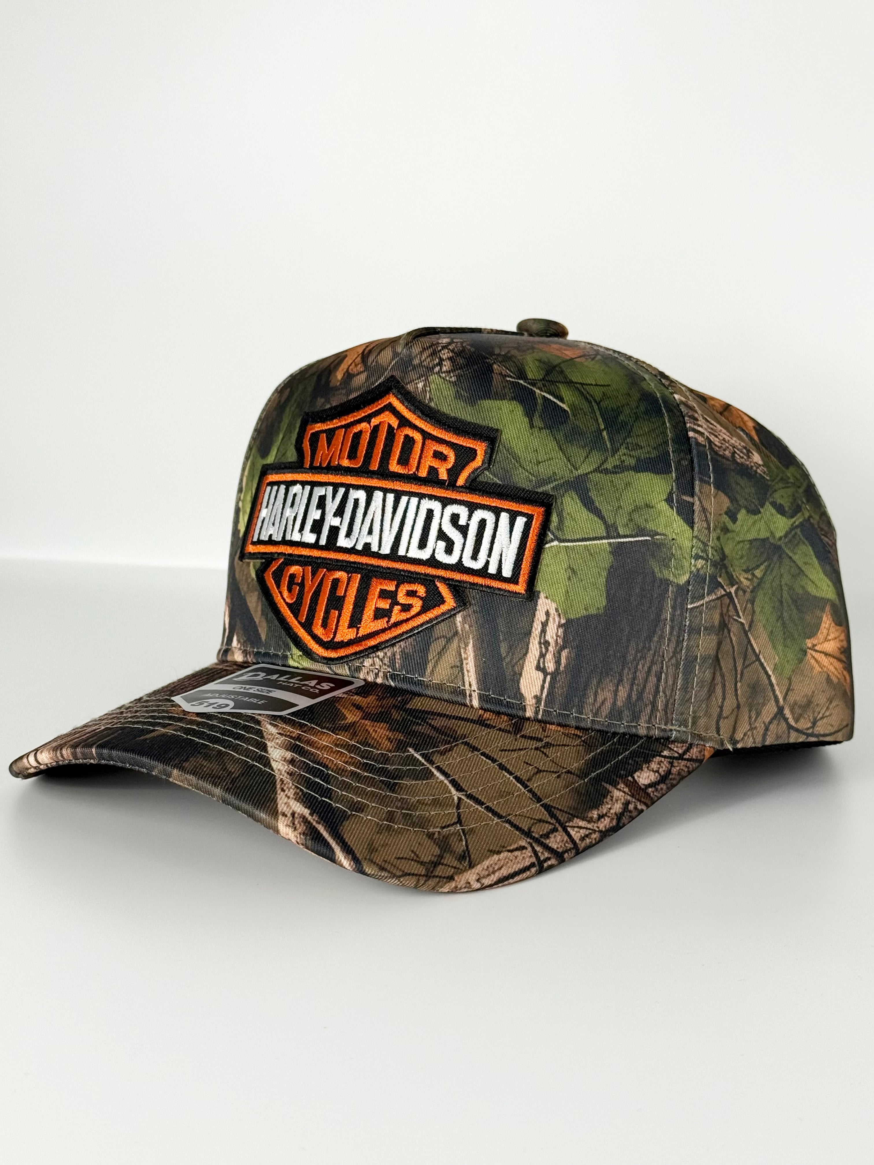 Harley Davidson Trucker Twill Snapback Cap Woodlands/Green/Brown