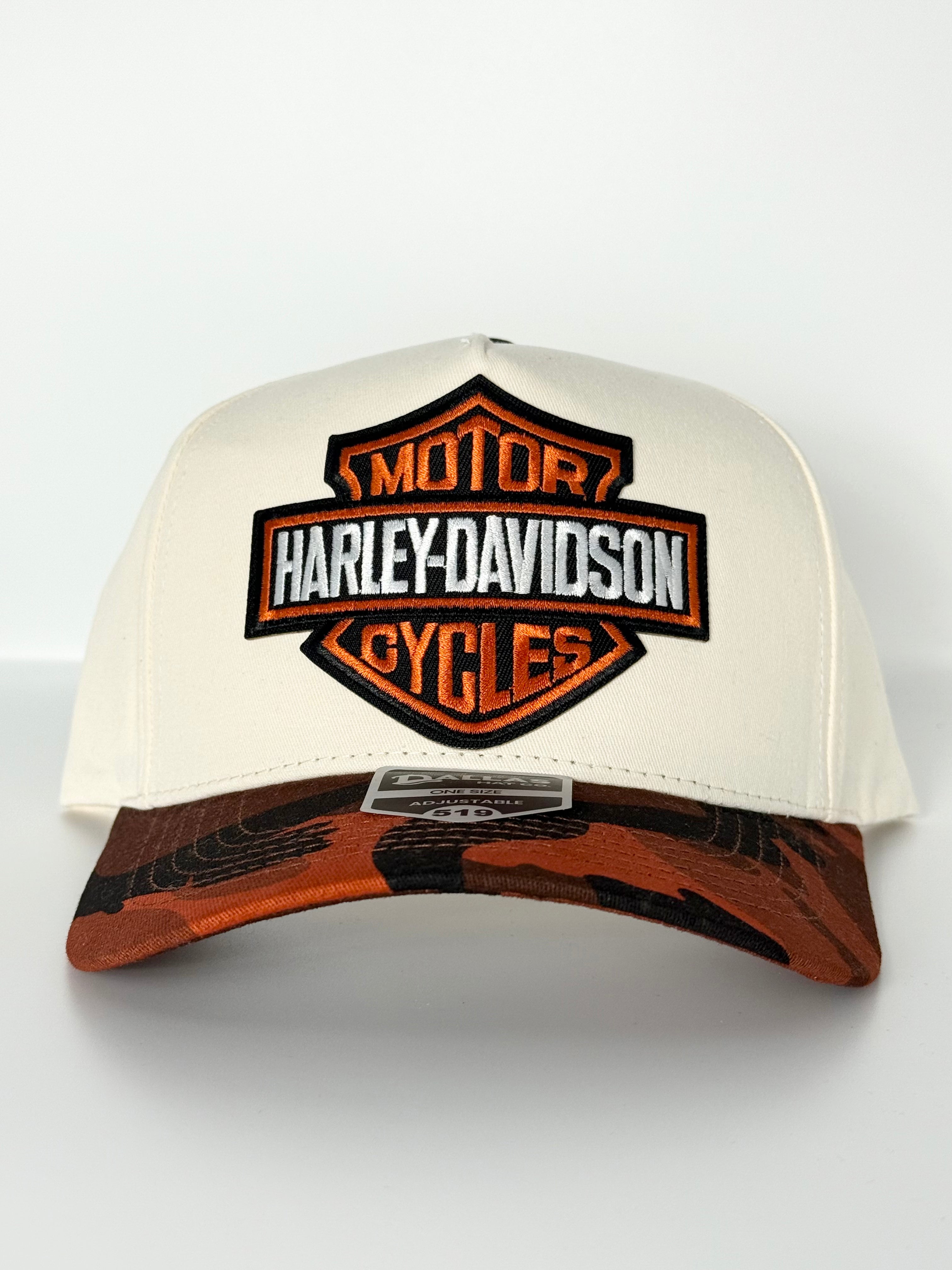 Harley Davidson Army Trucker Twill Snapback Cap Cream/Orange/Black