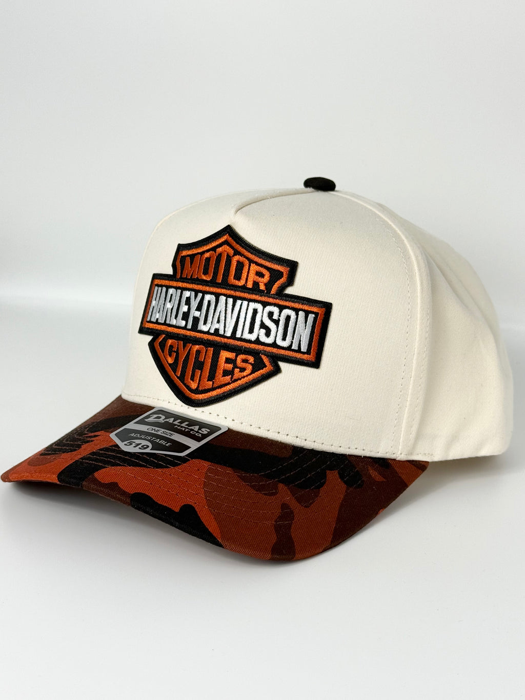 Harley Davidson Army Trucker Twill Snapback Cap Cream/Orange/Black