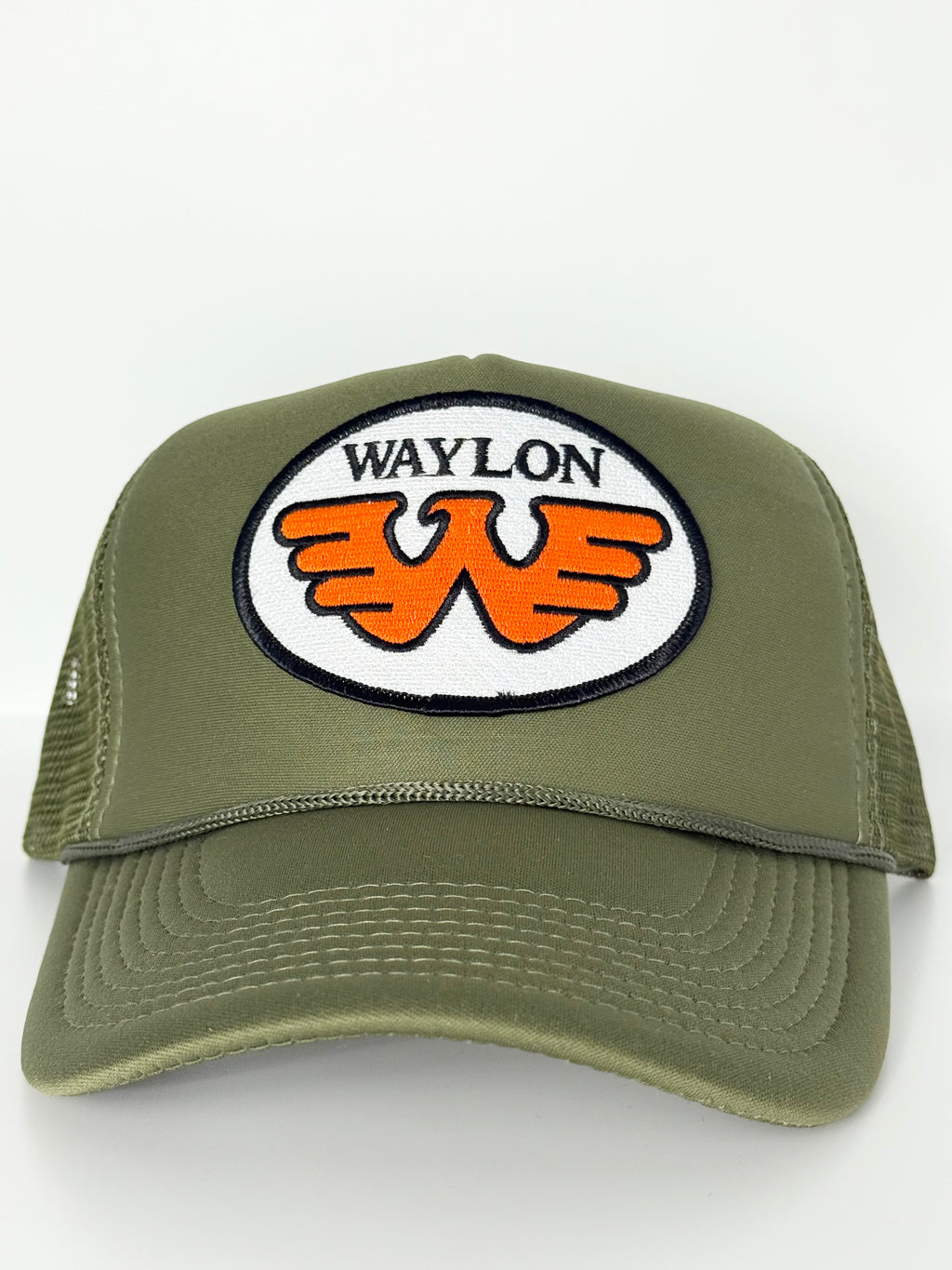 Waylon Jennings Trucker Mesh Snapback Cap Olive