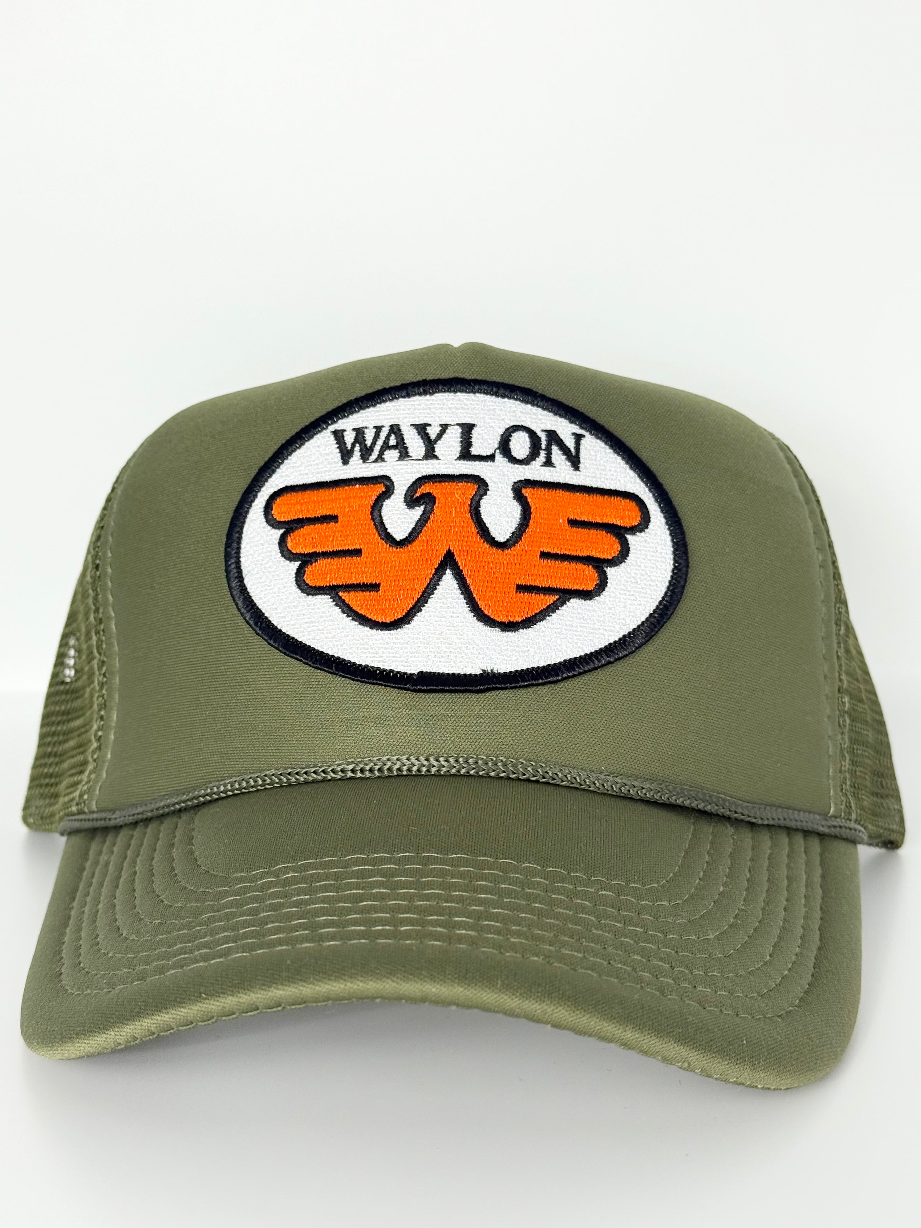 Waylon Jennings Trucker Mesh Snapback Cap Olive