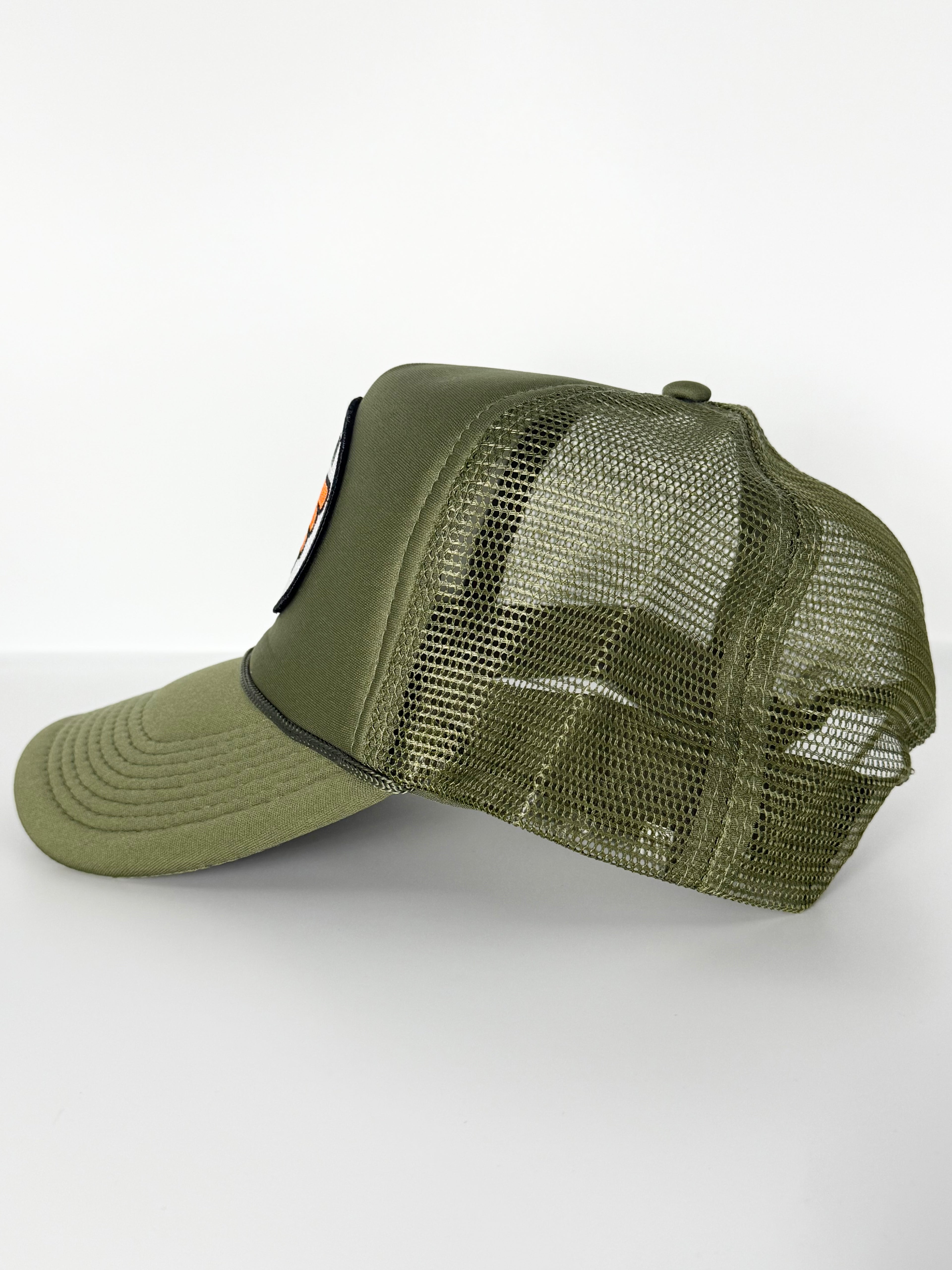 Waylon Jennings Trucker Mesh Snapback Cap Olive