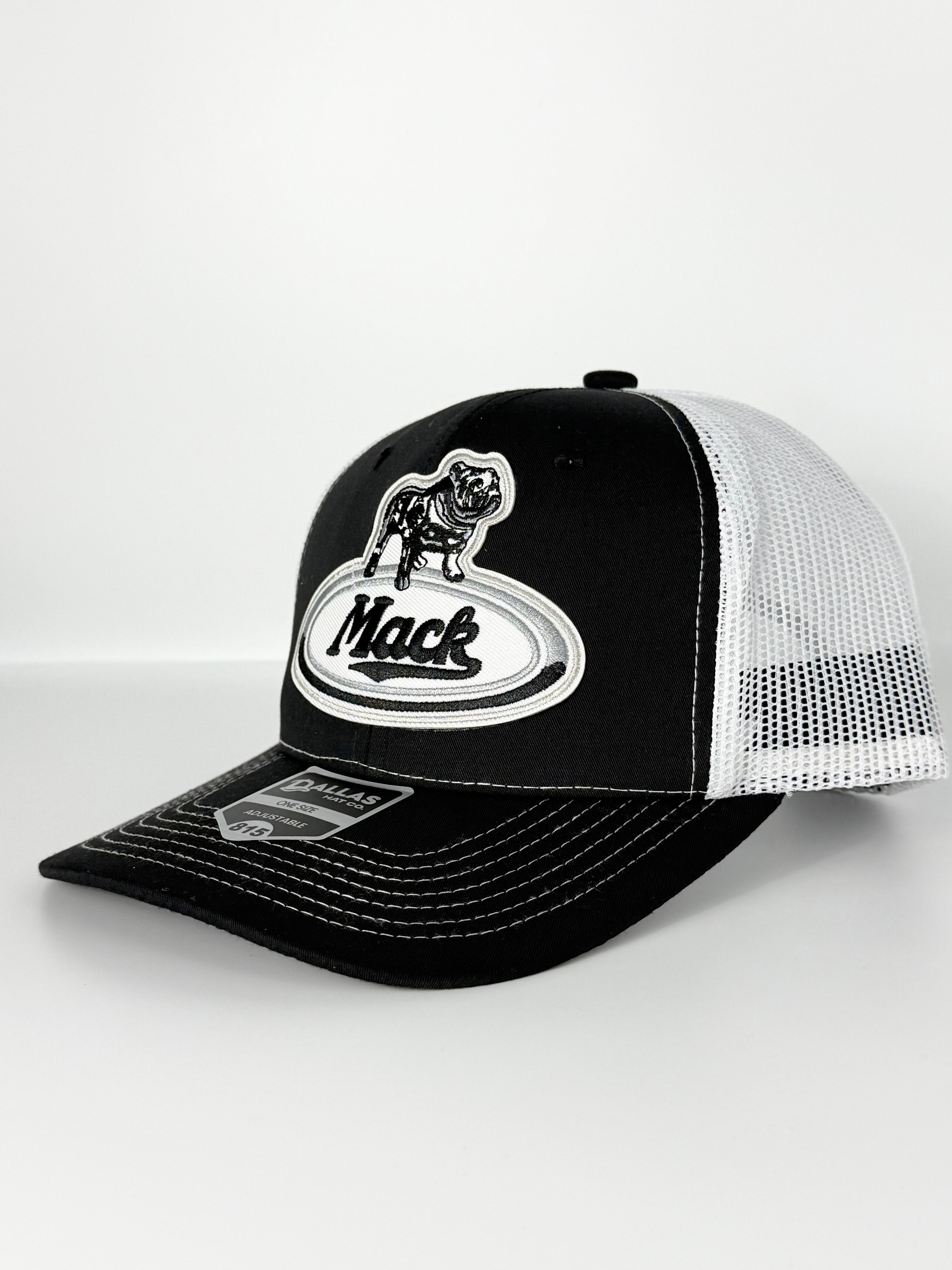 Mack Truck Bulldog Trucker Mesh Snapback Cap Black/White