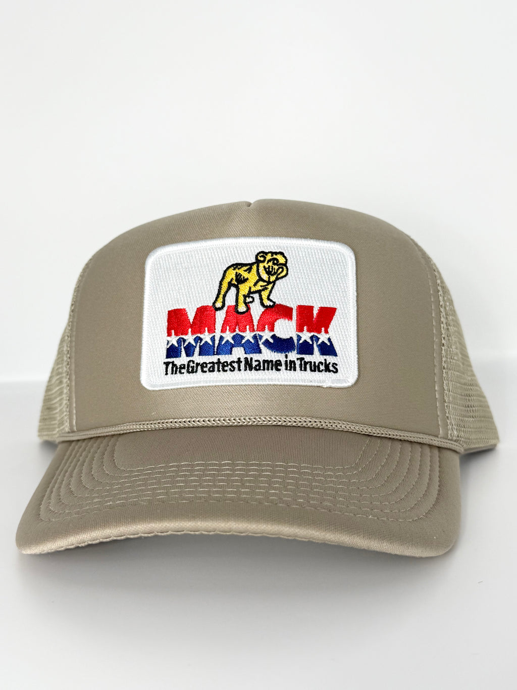 Mack Truck Retro Mack 1970 Trucker Mesh Snapback Cap Beige/Khaki