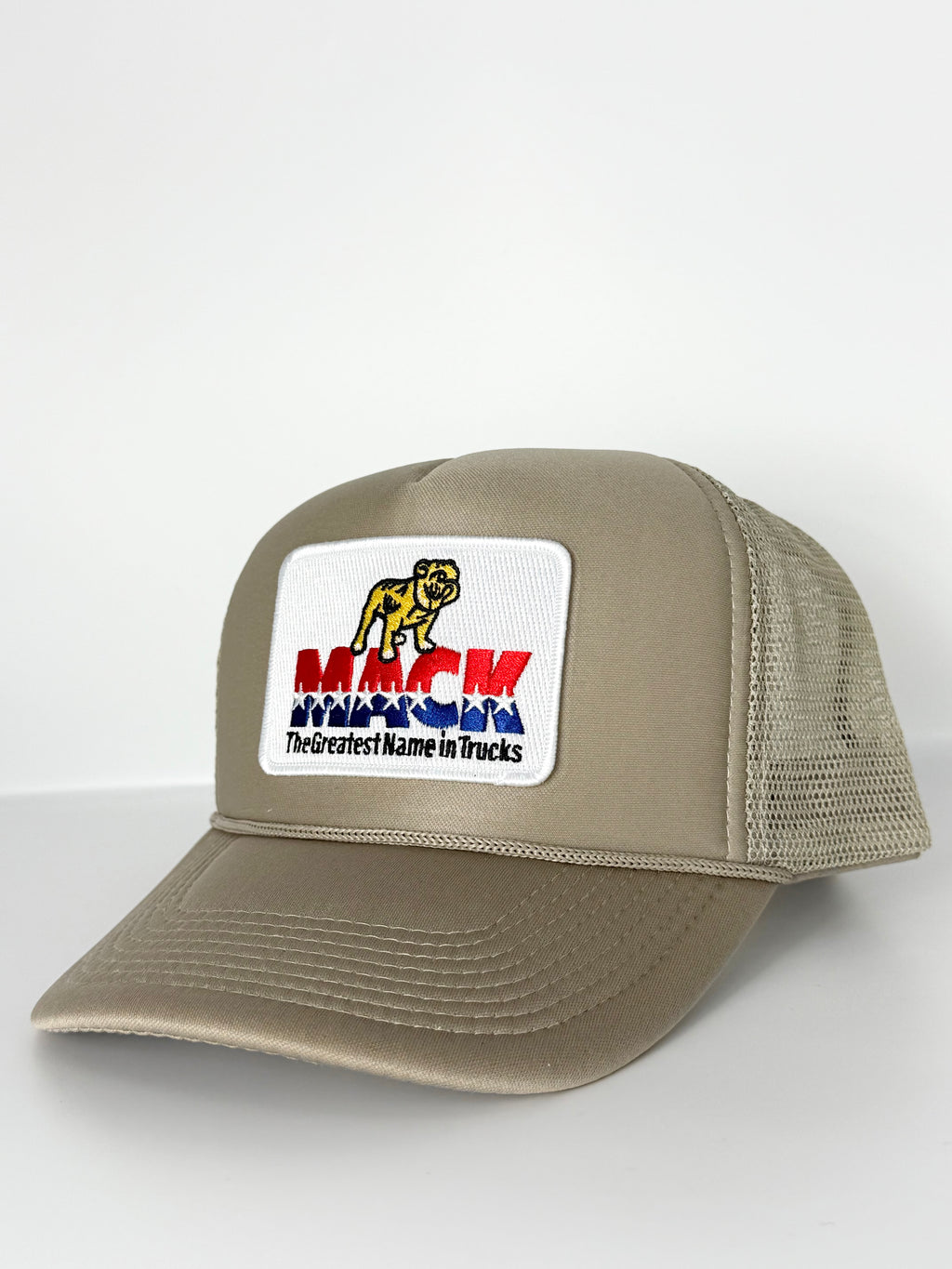 Mack Truck Retro Mack 1970 Trucker Mesh Snapback Cap Beige/Khaki