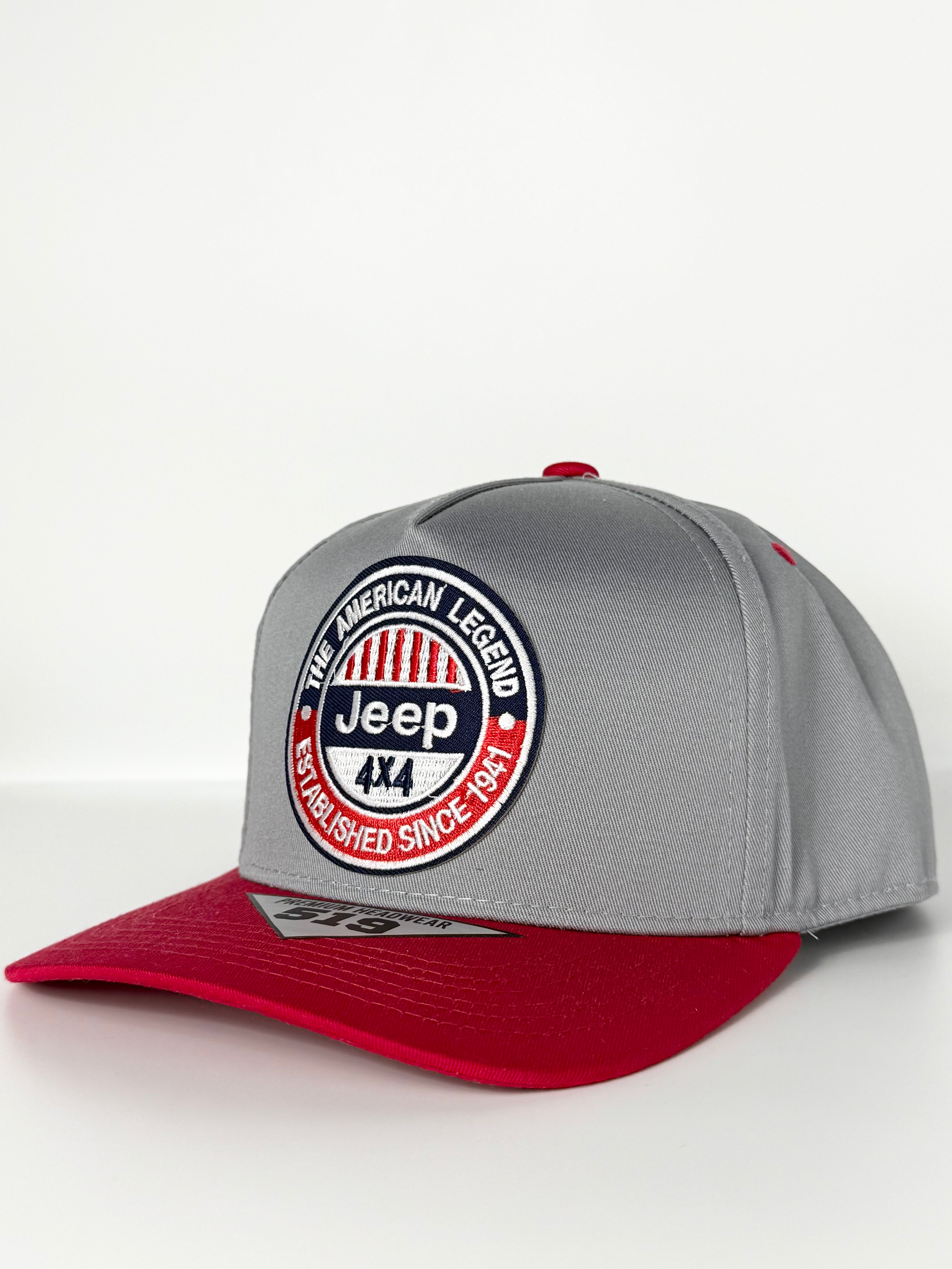 Jeep 4x4 American Legend Trucker Twill Snapback Grey/Red