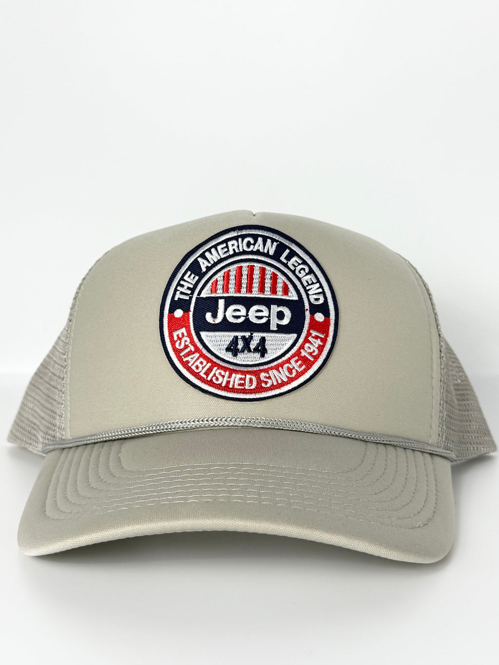 Jeep 4x4 American Legend Trucker Mesh Snapback Cap Beige