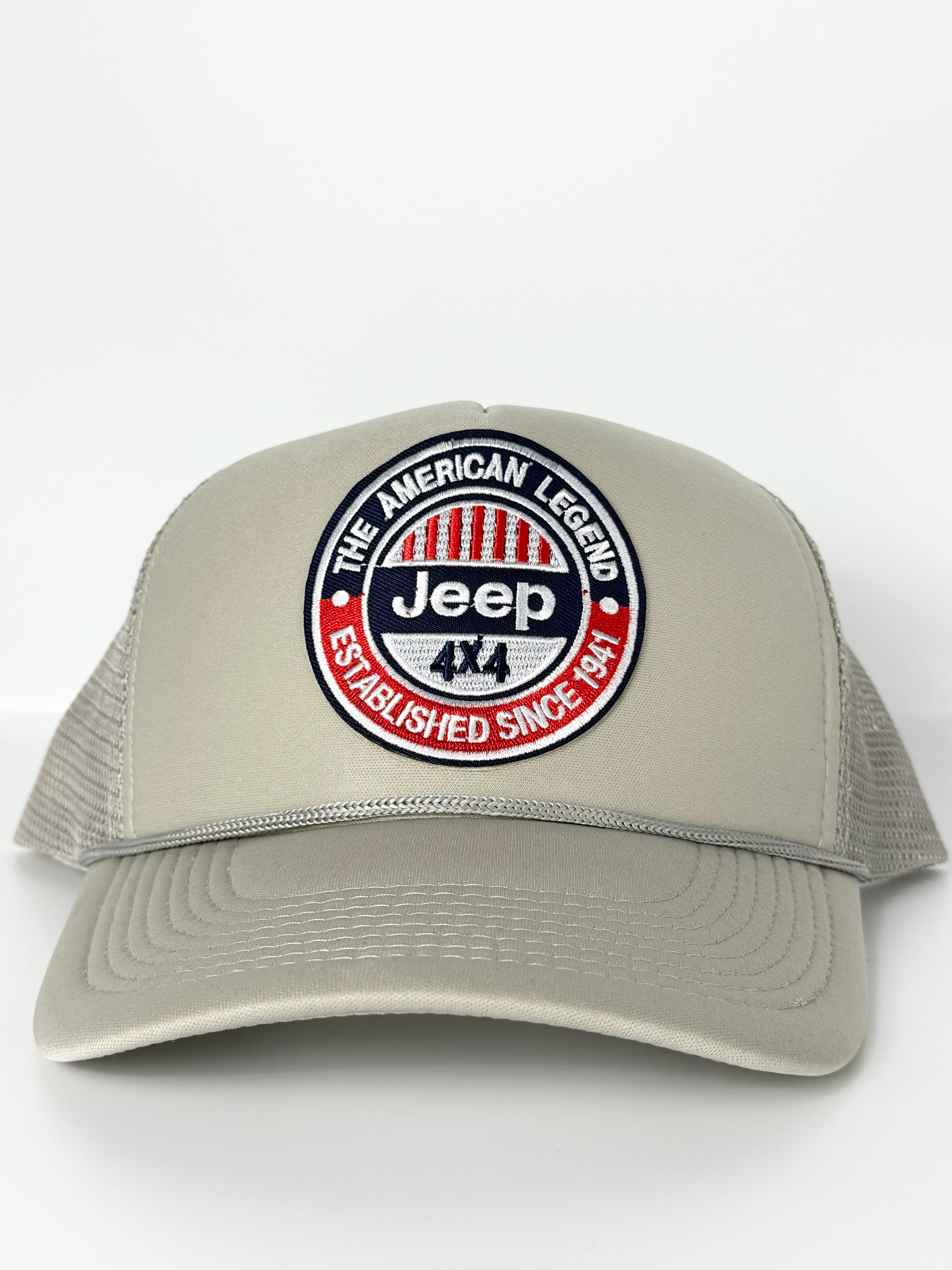 Jeep 4x4 American Legend Trucker Mesh Snapback Cap Beige