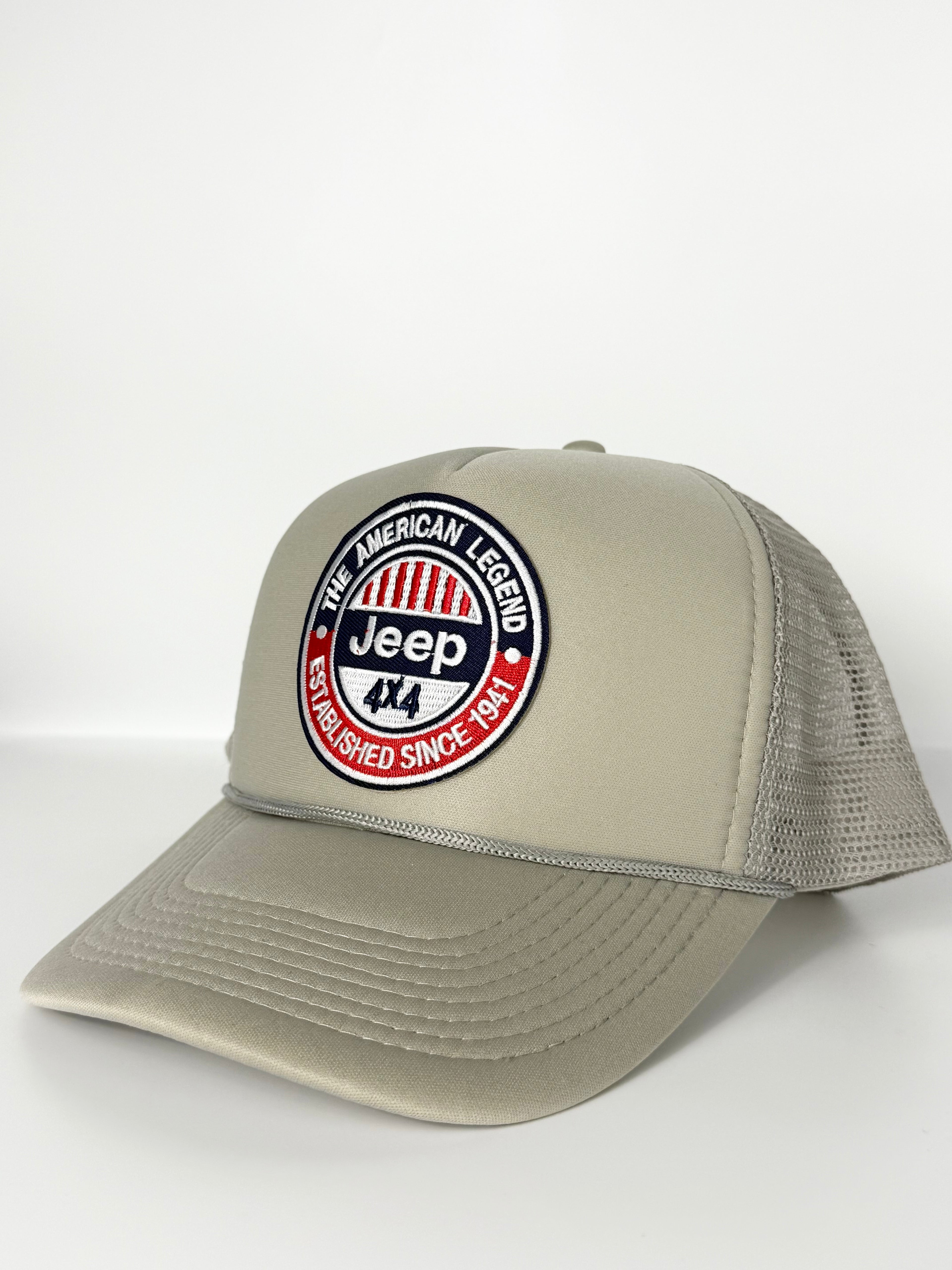 Jeep 4x4 American Legend Trucker Mesh Snapback Cap Beige