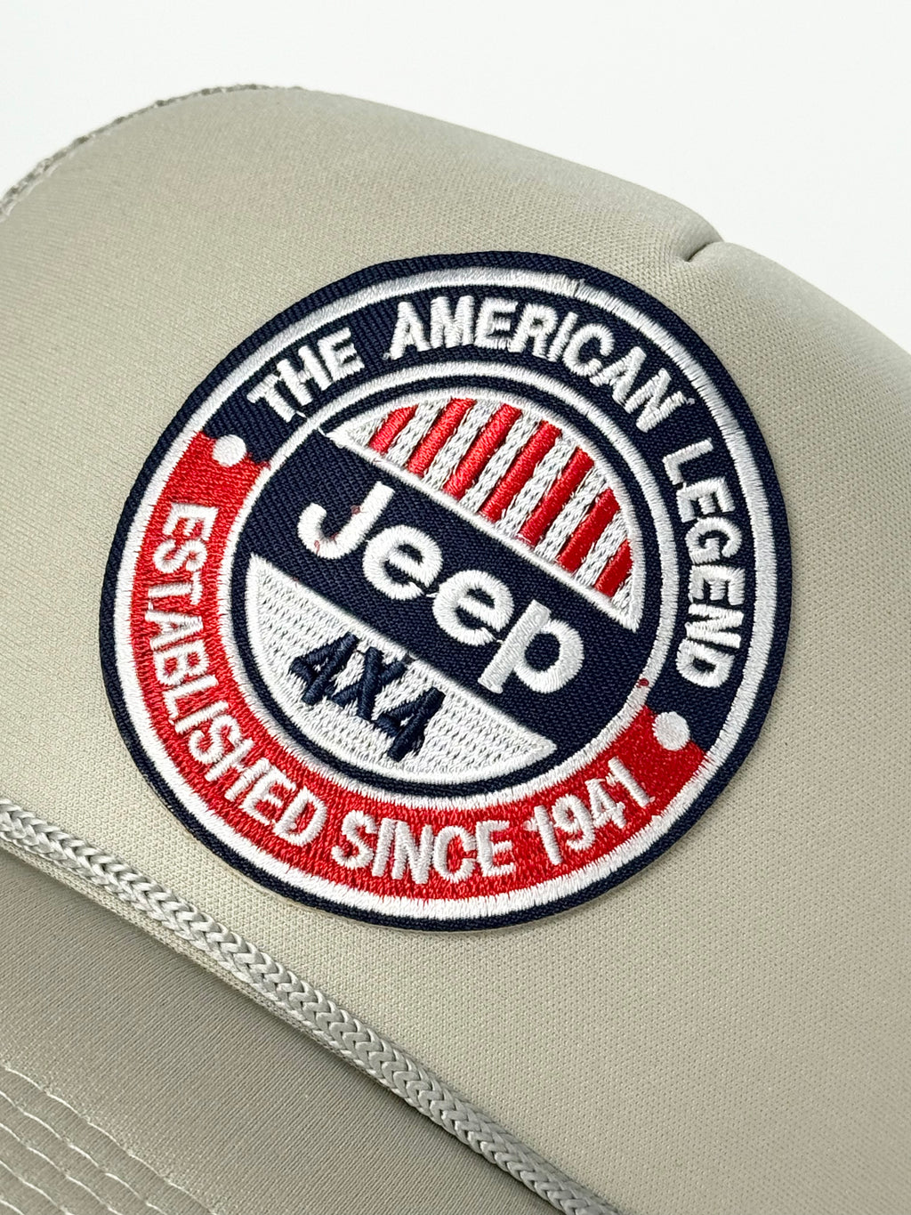 Jeep 4x4 American Legend Trucker Mesh Snapback Cap Beige
