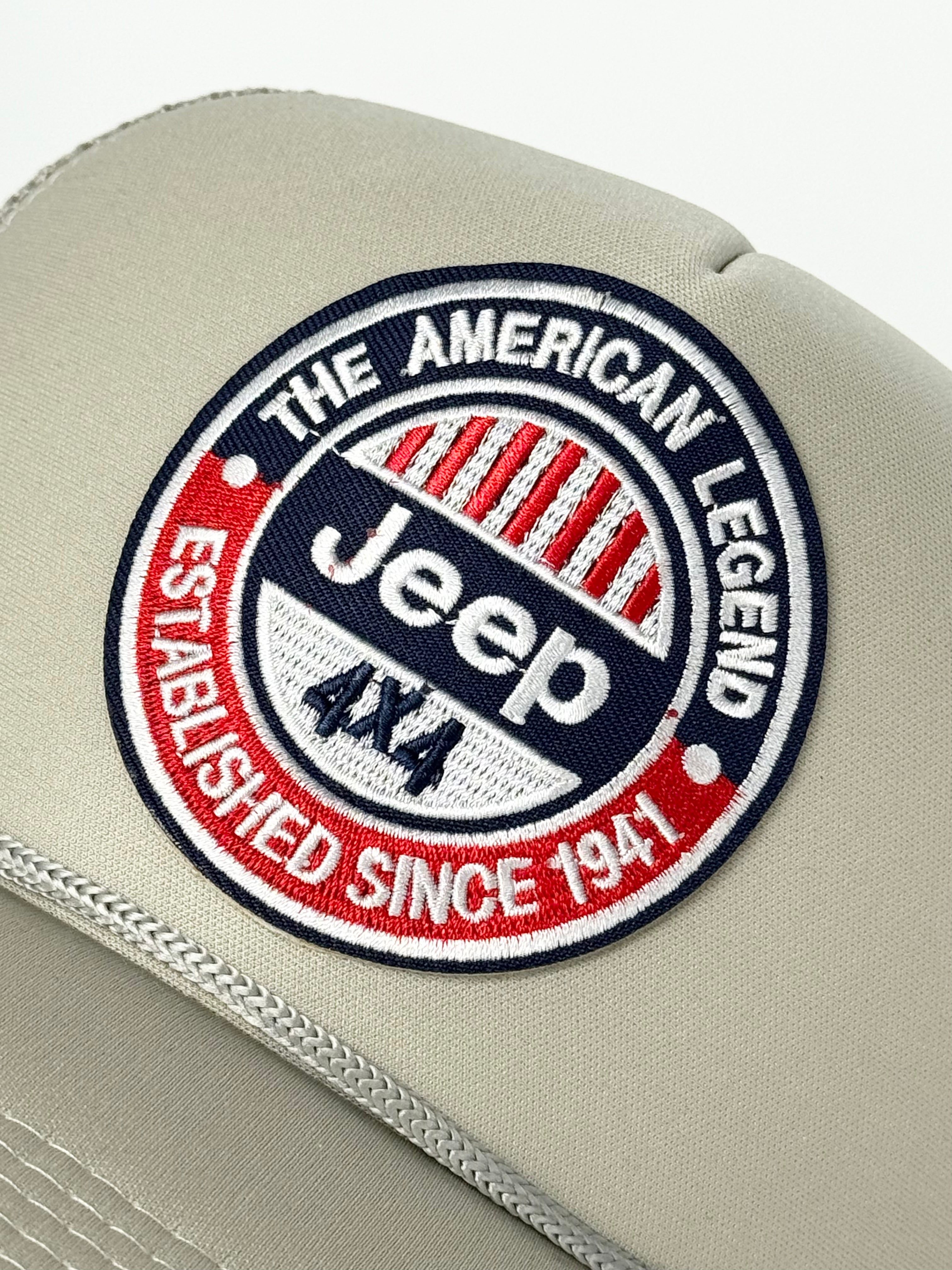 Jeep 4x4 American Legend Trucker Mesh Snapback Cap Beige