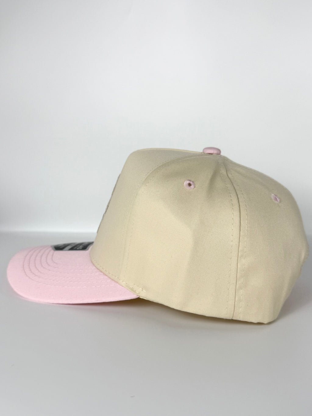Jeep Truck Trucker Twill Snapback Cap Beige/Pink