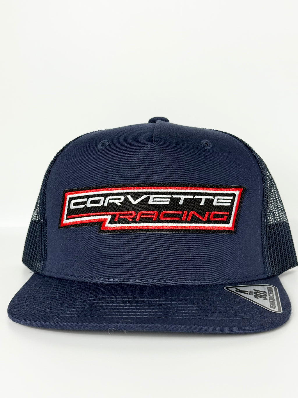 Corvette Racing Trucker Mesh Hat Snapback Cap Navy Blue