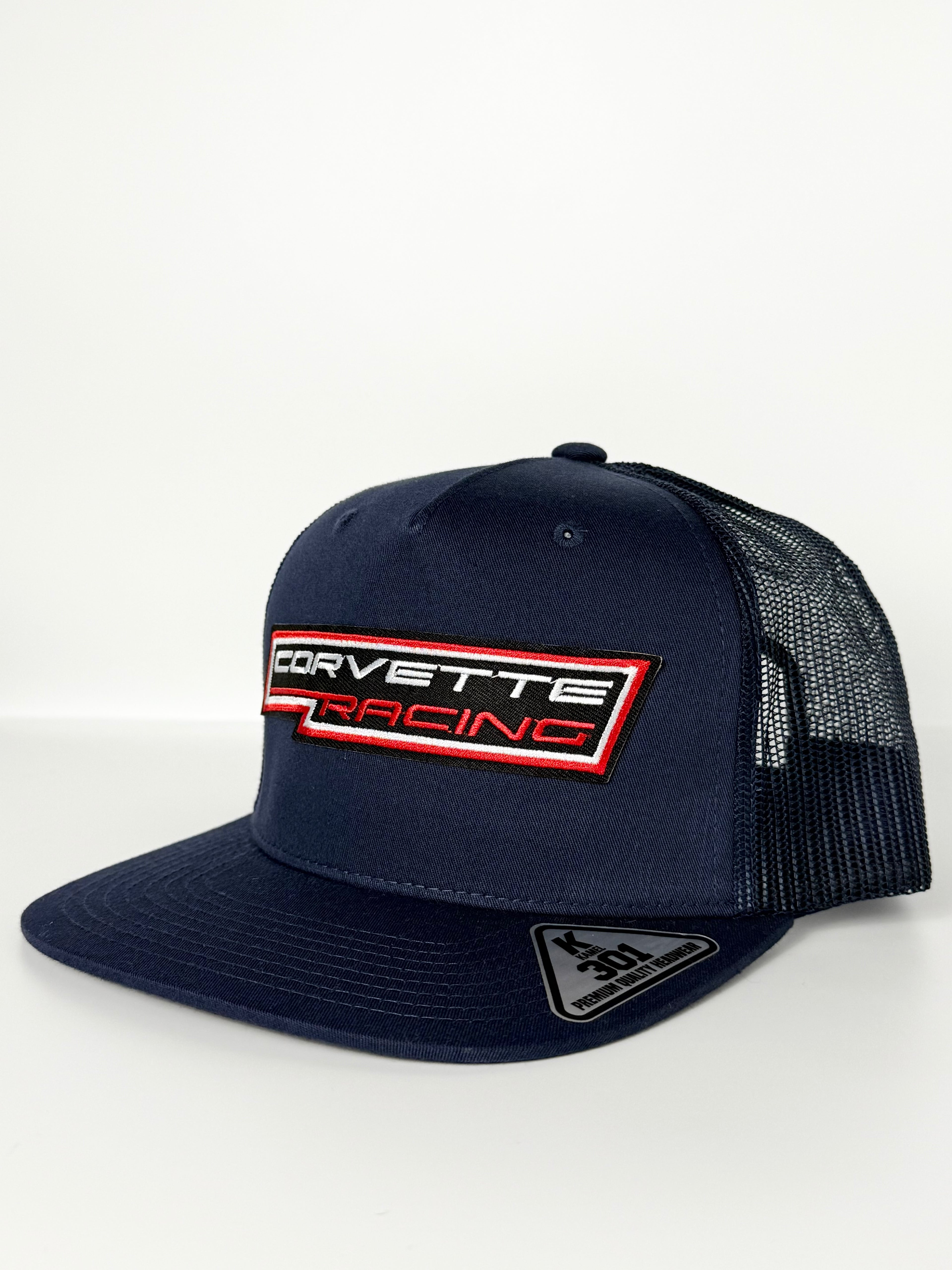 Corvette Racing Trucker Mesh Hat Snapback Cap Navy Blue