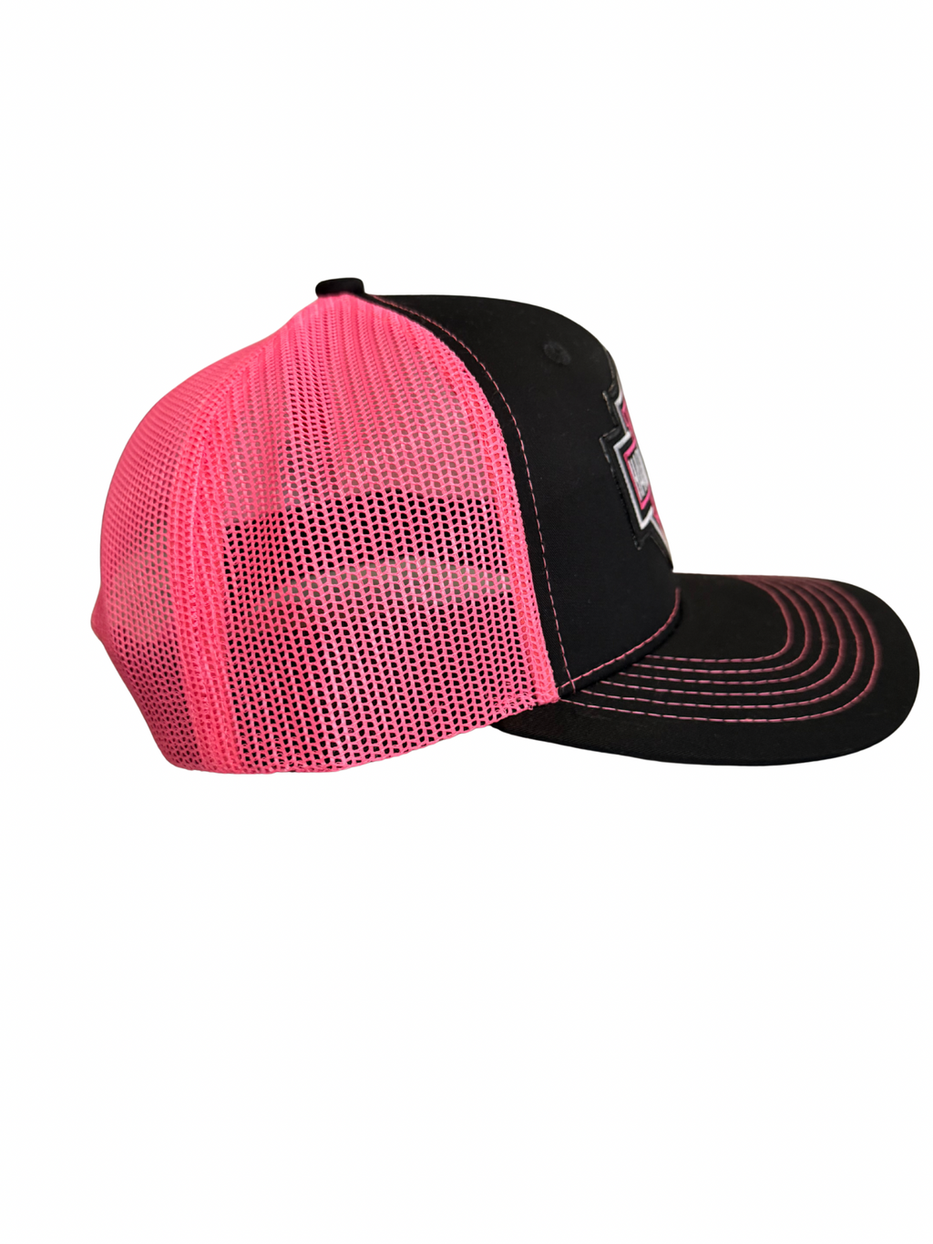 Harley Davidson Pink Embroidered Logo Snapback Hat Pink and Black Adjustable Mesh Cap