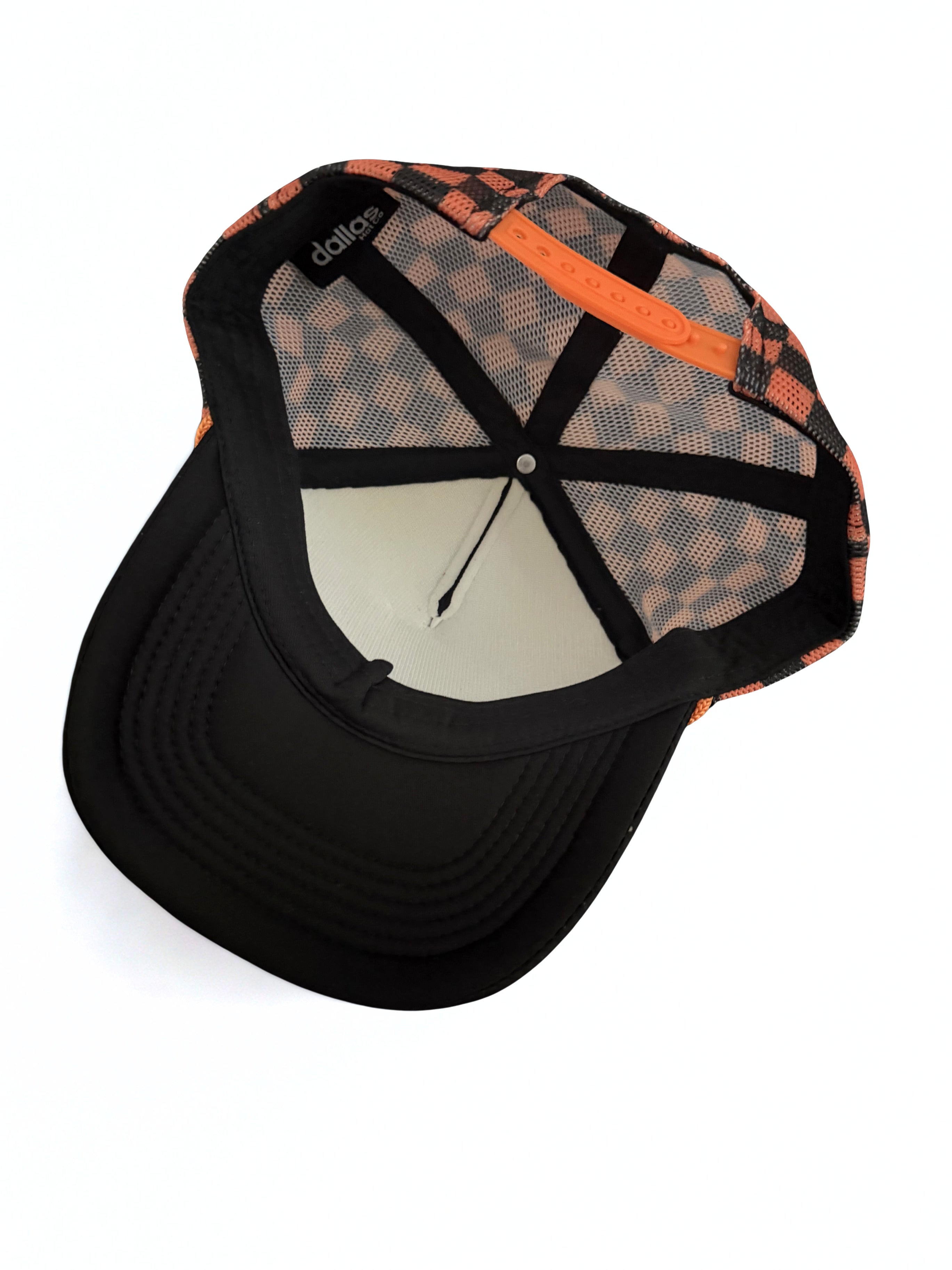 Harley Davidson Embroidered Logo Checkered Orange and Black Snapback