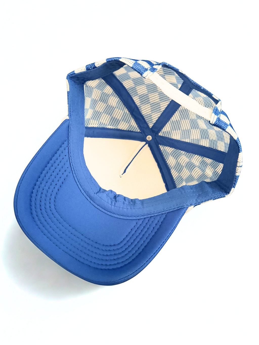 Harley Davidson Embroidered Logo Checkered Blue and White Snapback Hat