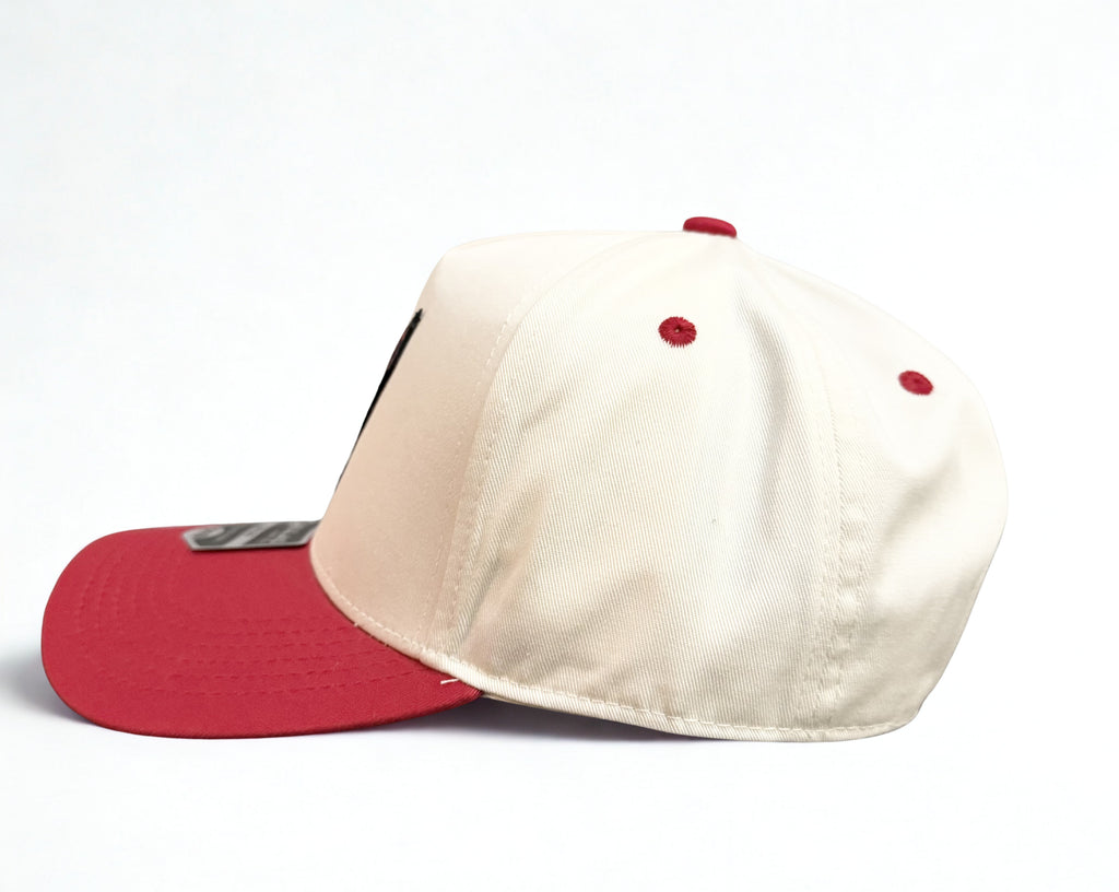 C8 Chevrolet Corvette Embroidered Logo Hat Trucker Twill Adjustable Snapback Cap Beige/ Red