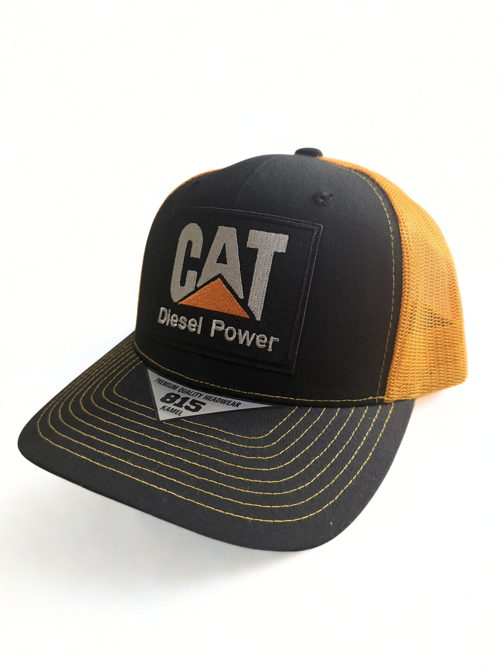 CAT Diesel Power Vintage Cap Mesh Snapback Adjustable Hat Black/Yellow