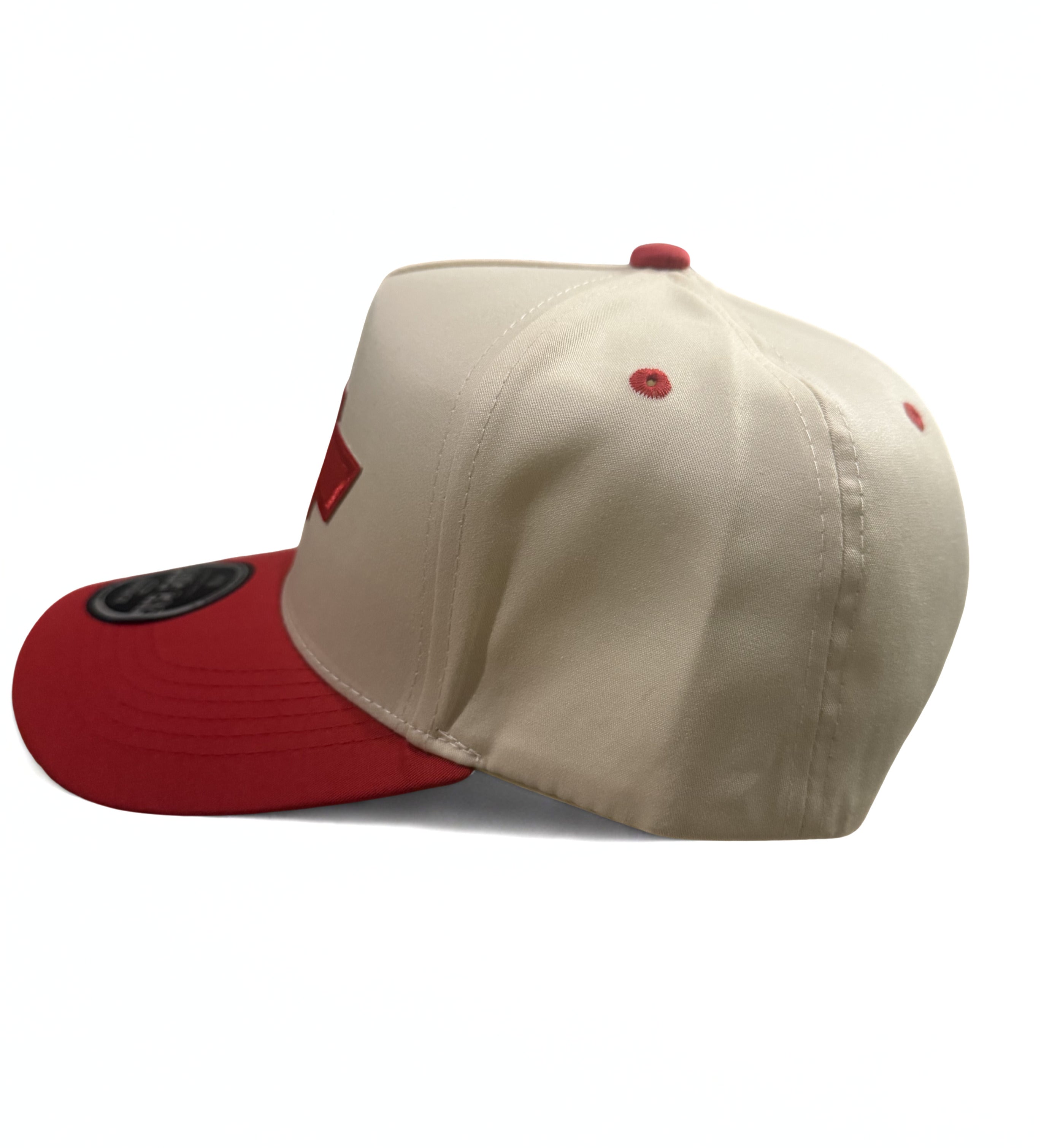 Chevrolet Big Embroidered Logo Premium Twill Snapback Hat Red and Beige Adjustable Cap