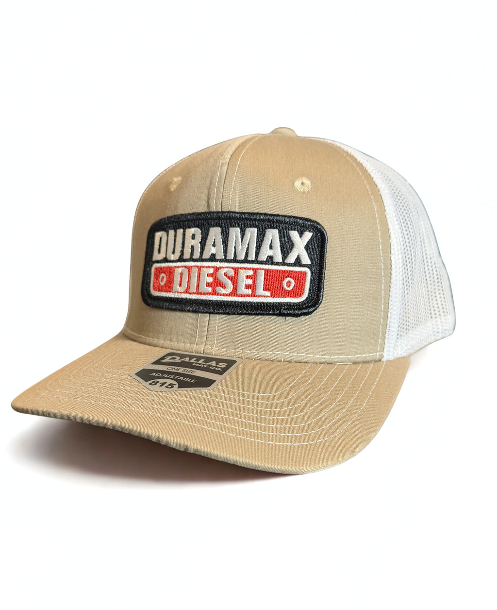 Duramax Diesel Truck Embroidered Logo Premium Snapback Hat Beige White Adjustable Mesh Cap