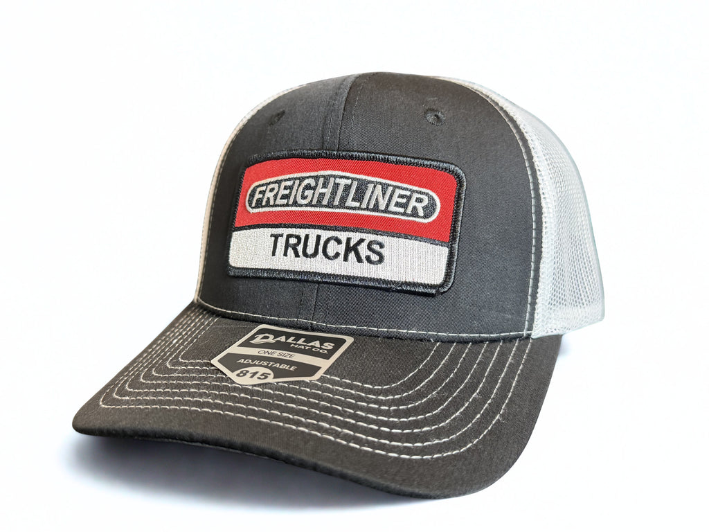 Freightliner Semi Trucks Logo Snapback Black and White Mesh Trucker Adjustable Cap