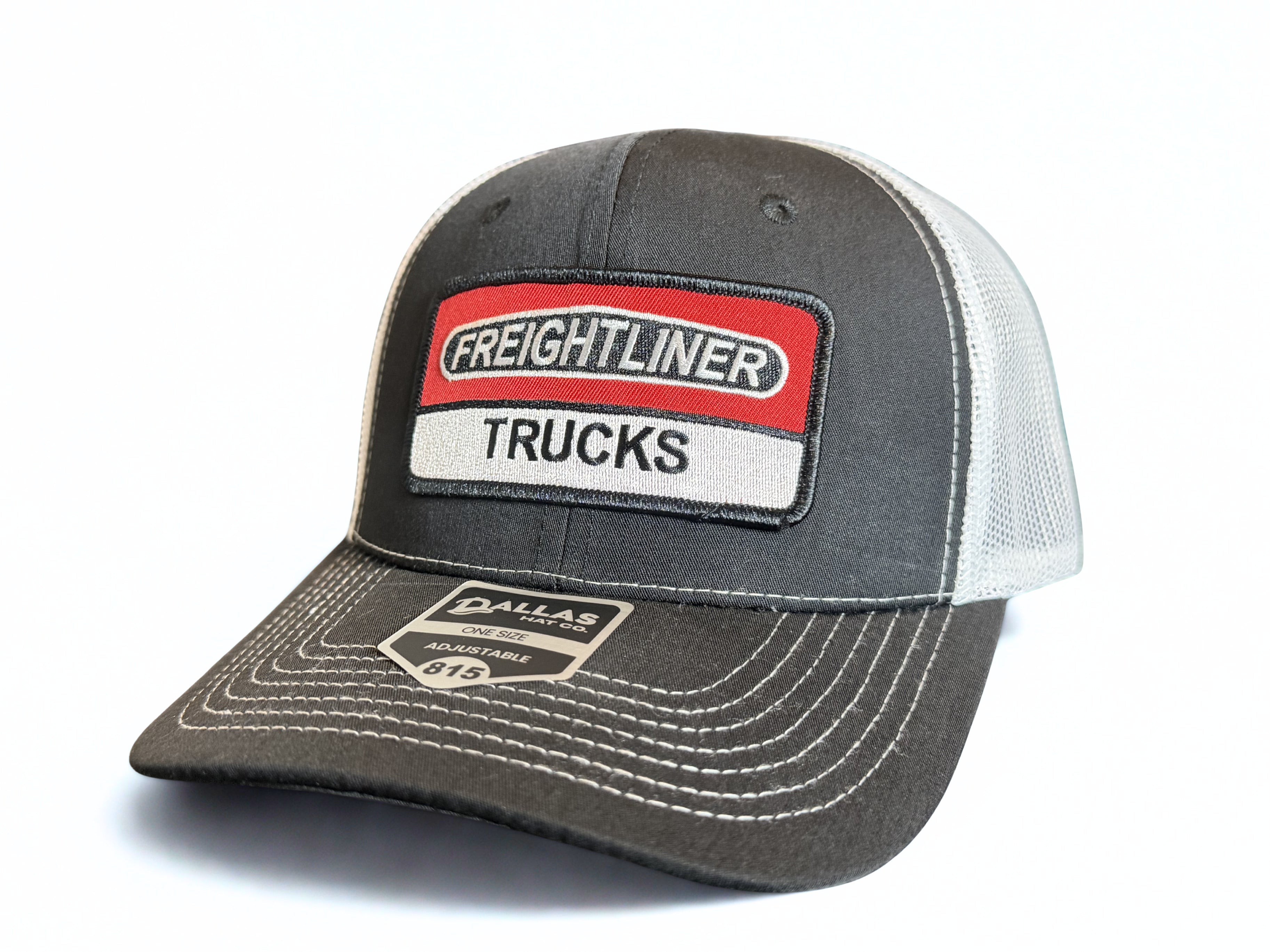 Freightliner Semi Trucks Logo Snapback Black and White Mesh Trucker Adjustable Cap