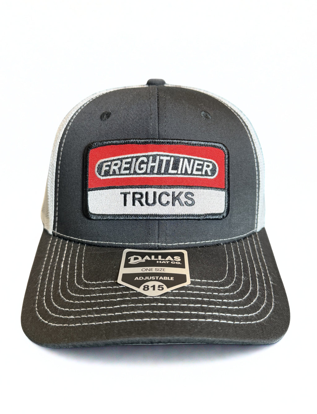 Freightliner Semi Trucks Logo Snapback Black and White Mesh Trucker Adjustable Cap