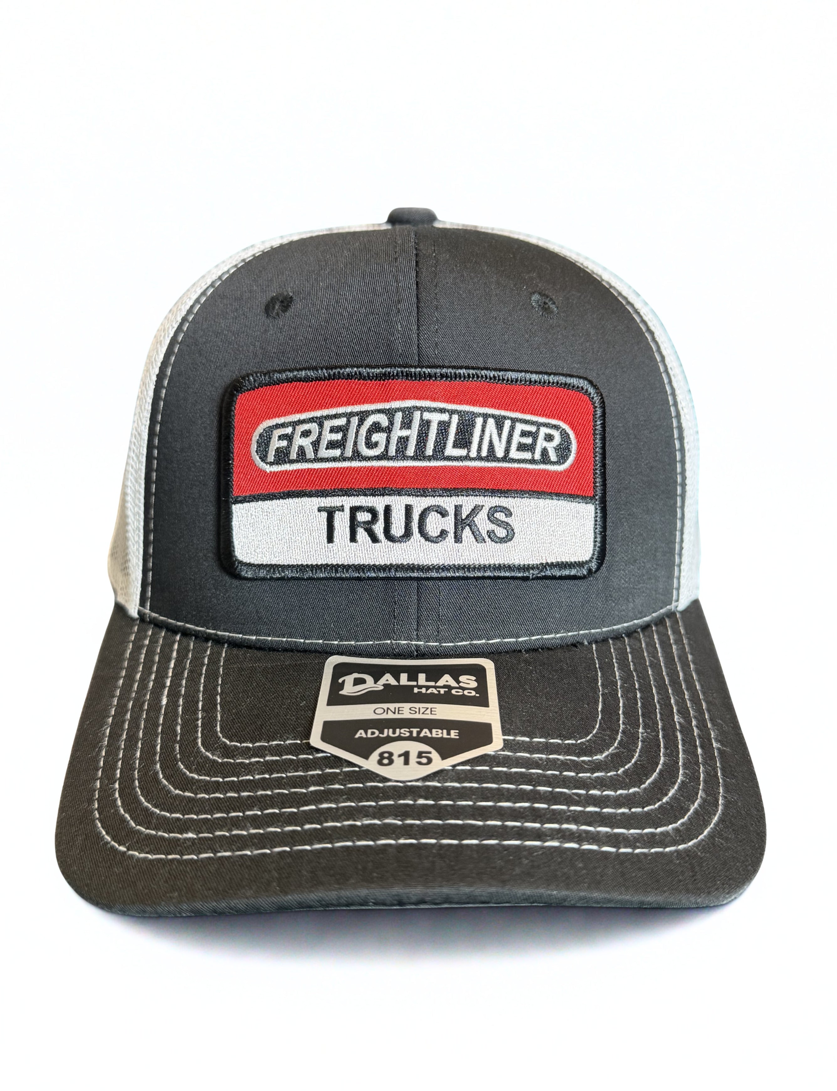 Freightliner Semi Trucks Logo Snapback Black and White Mesh Trucker Adjustable Cap