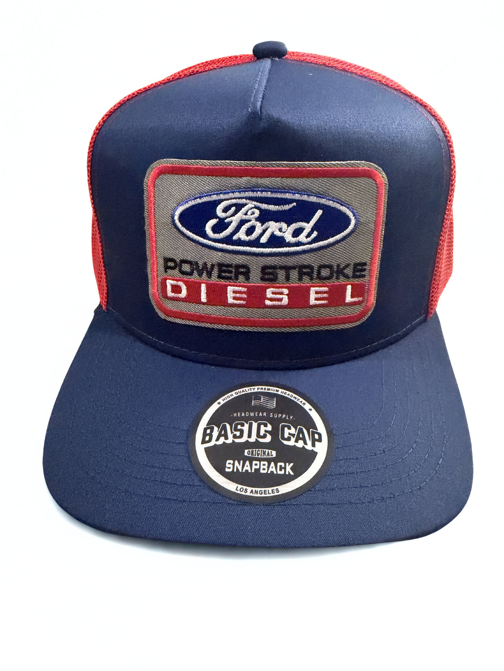 Ford Power Stroke Diesel Embroidered Logo Snapback American Flag Red White Blue Adjustable Mesh Cap