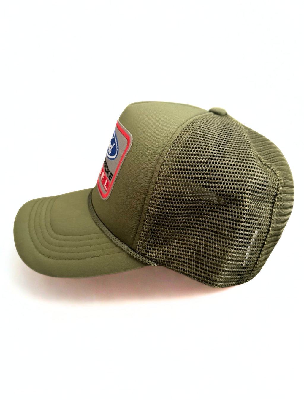 Ford Powerstroke Diesel Snapback Hat Embroidered Logo Olive Green Adjustable Mesh Cap