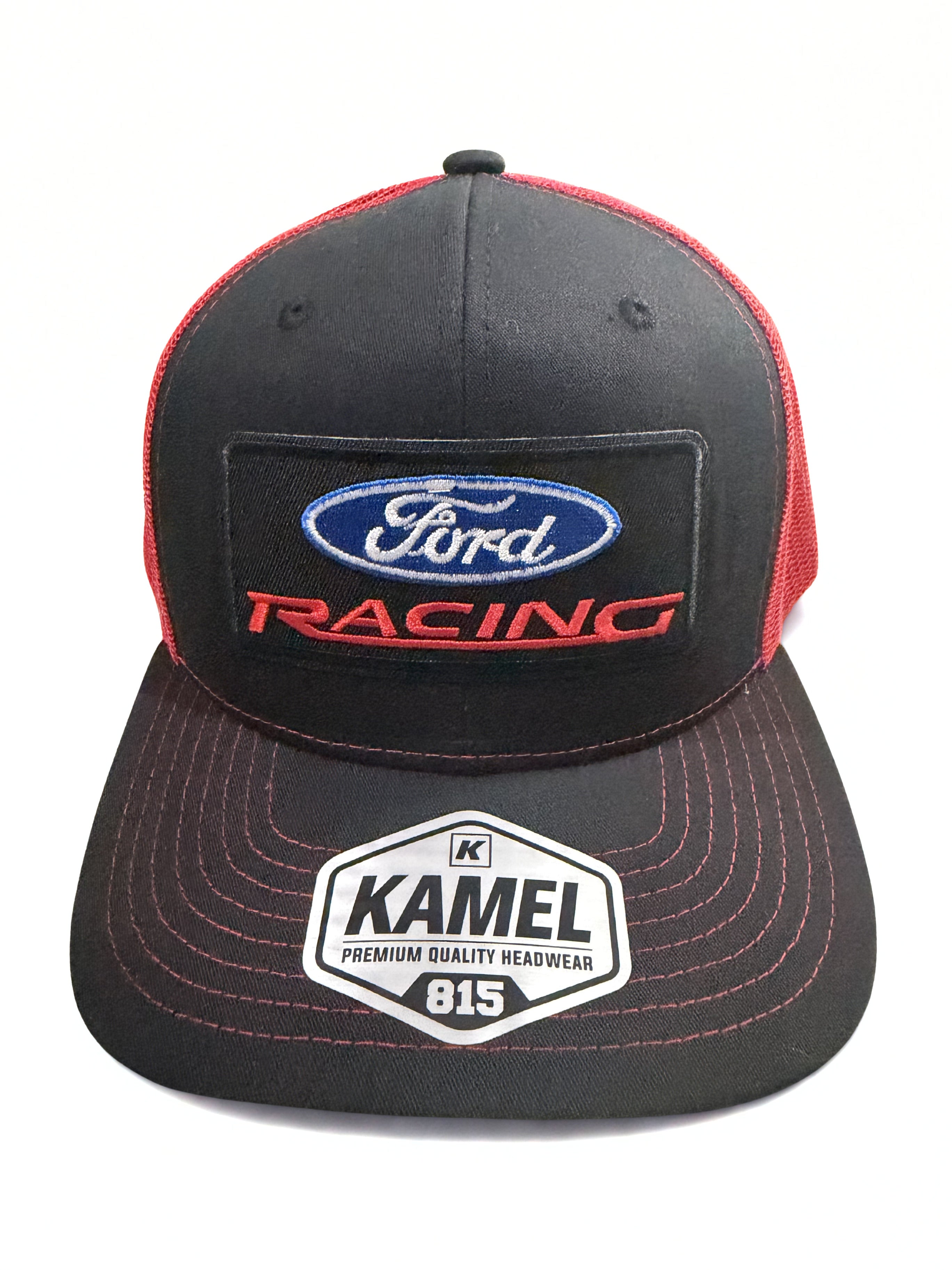 Ford Racing Diesel Snapback Hat Red Black Mesh Adjustable Cap – Embroidered Blue Logo Trucker Hat for Men