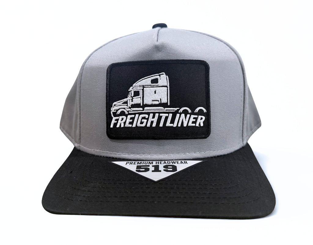 Freightliner Semi Sleeper Truck Embroidered Logo Snapback Gray and Black Adjustable Twill Cap
