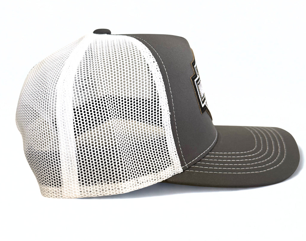 Harley Davidson Grey Embroidered Logo Snapback Hat Grey and White Adjustable Mesh Cap
