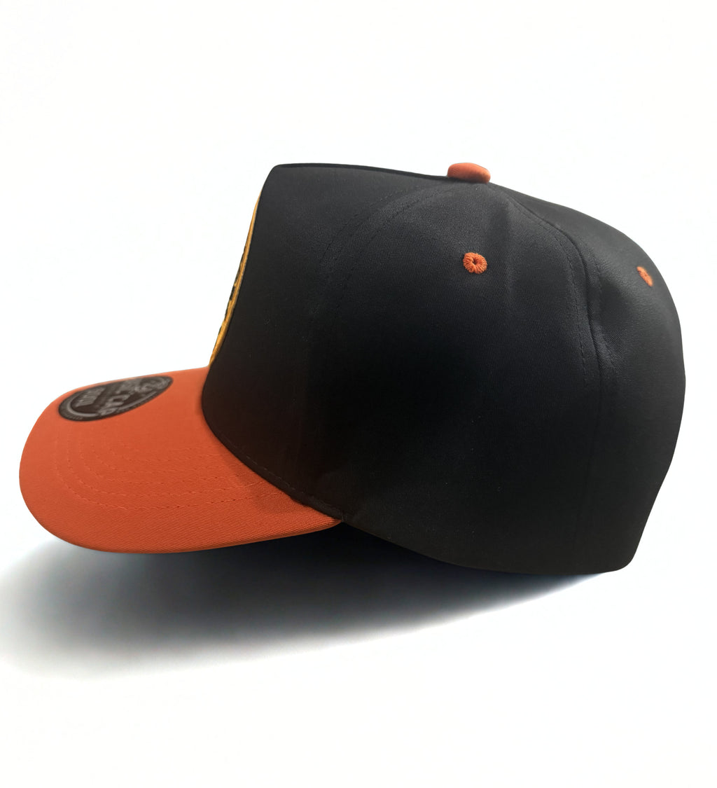 GMC General Motor Trucks Embroidered Vintage Logo Adjustable Snapback Hat – Black & Orange Twill Cap