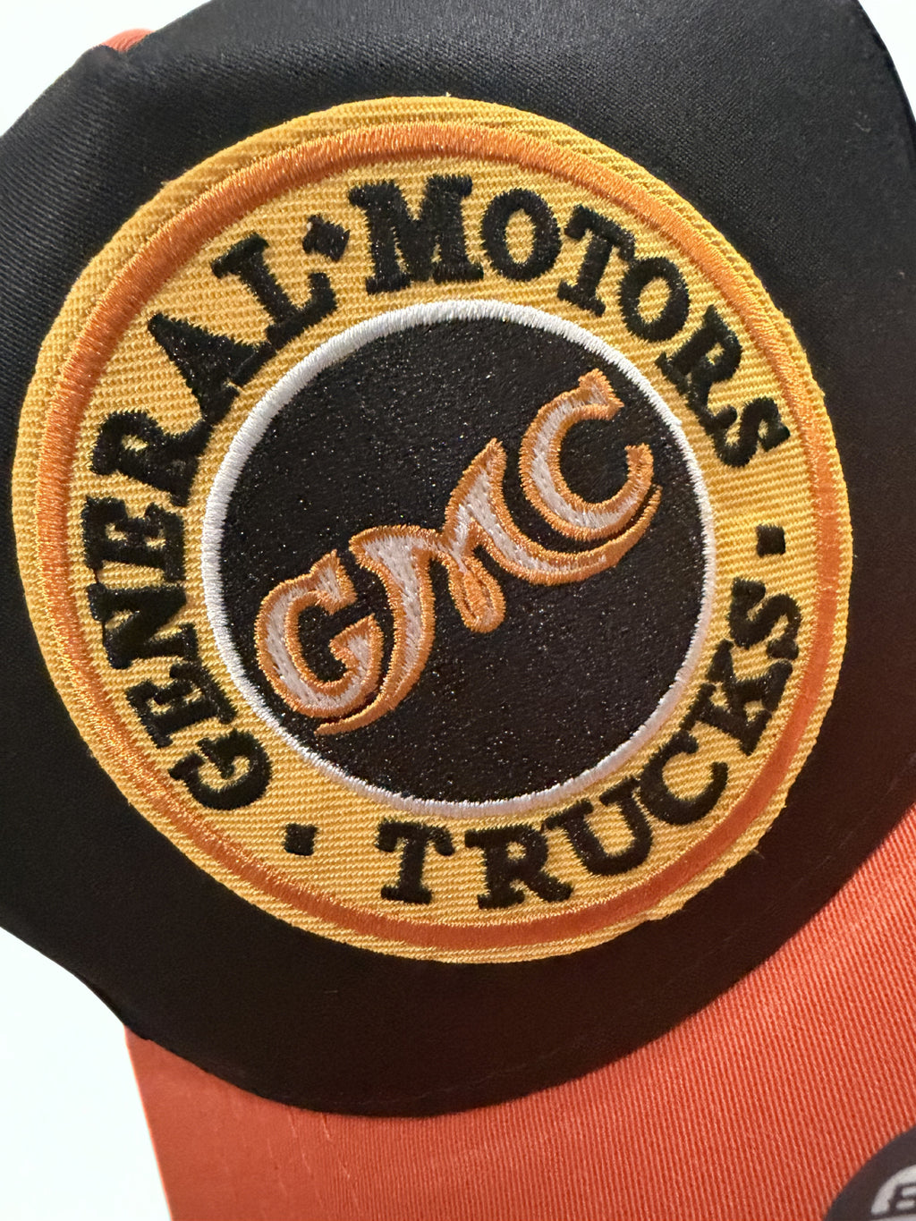 GMC General Motor Trucks Embroidered Vintage Logo Adjustable Snapback Hat – Black & Orange Twill Cap