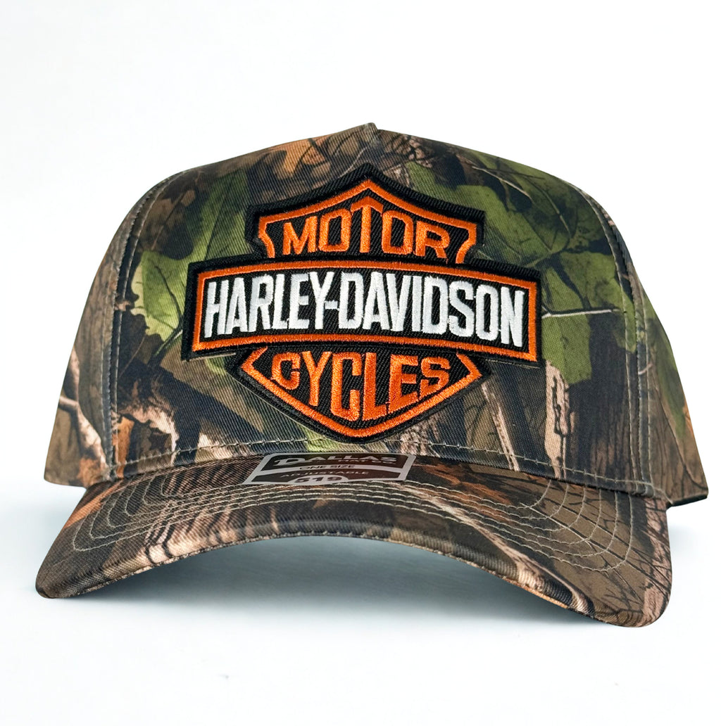 Harley Davidson Embroidered Logo Trucker Hat Twill Snapback Adjustable Cap Real Tree Dark Woodlands