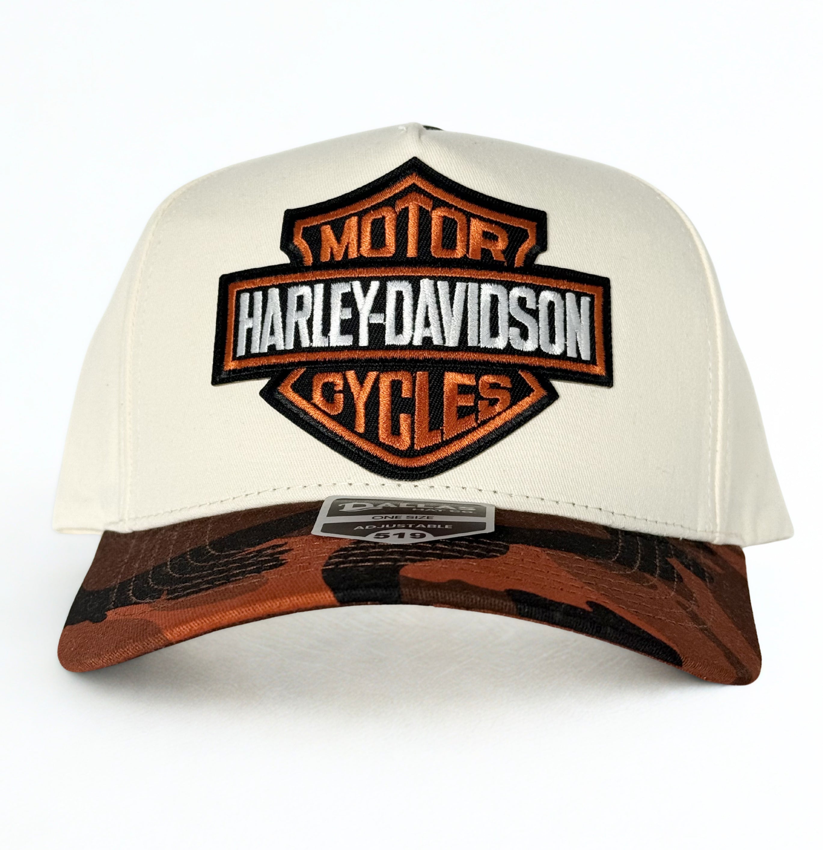 Harley Davidson Army Trucker Twill Snapback Cap Cream/Orange/Black