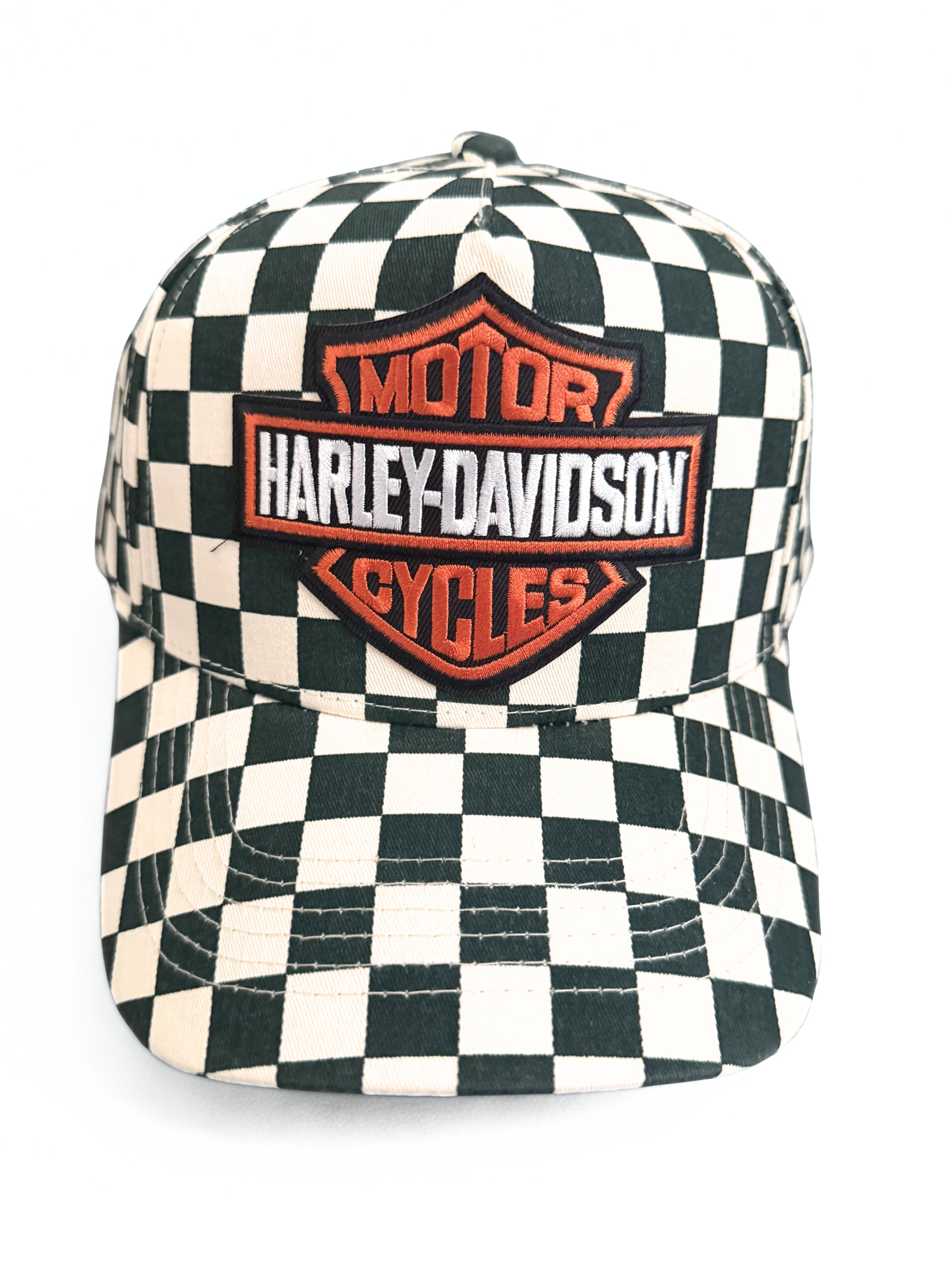 Harley Davidson Embroidered Logo Checkered Snapback Hat