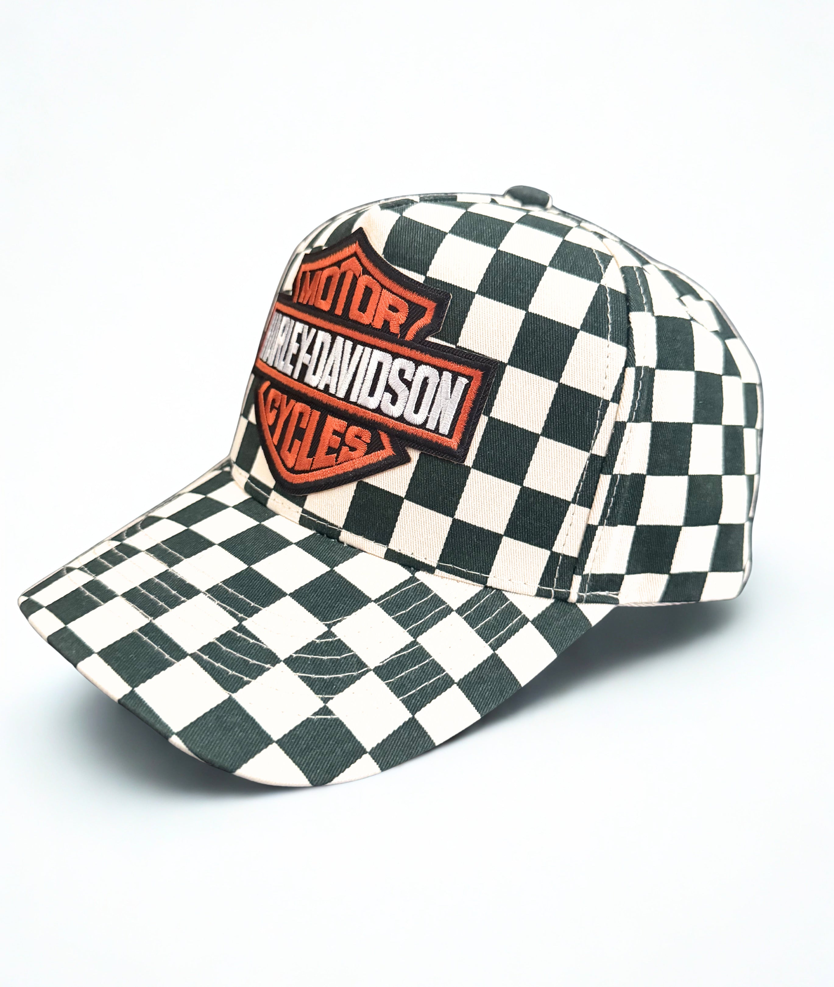 Harley Davidson Embroidered Logo Checkered Snapback Hat