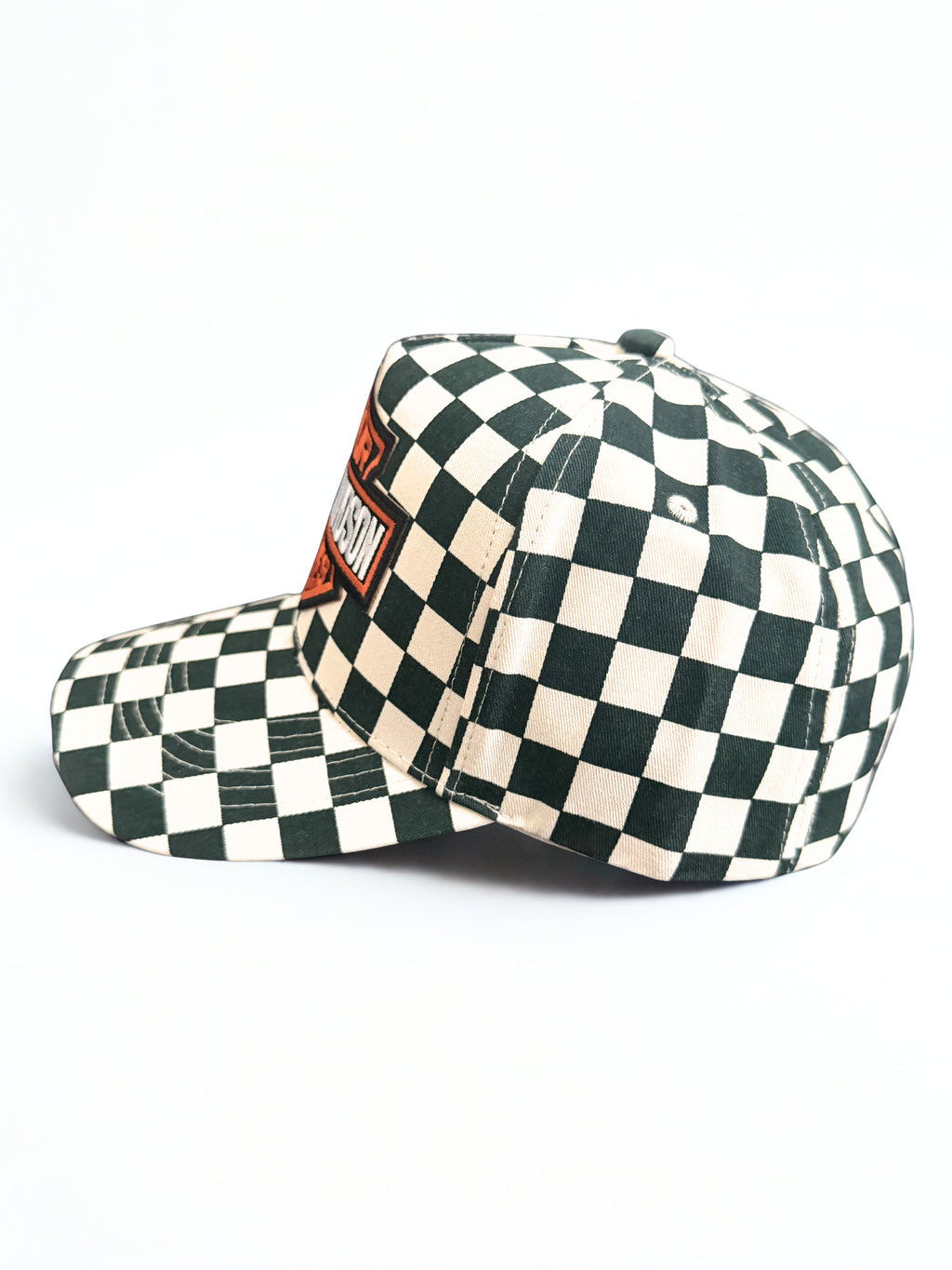 Harley Davidson Embroidered Logo Checkered Snapback Hat