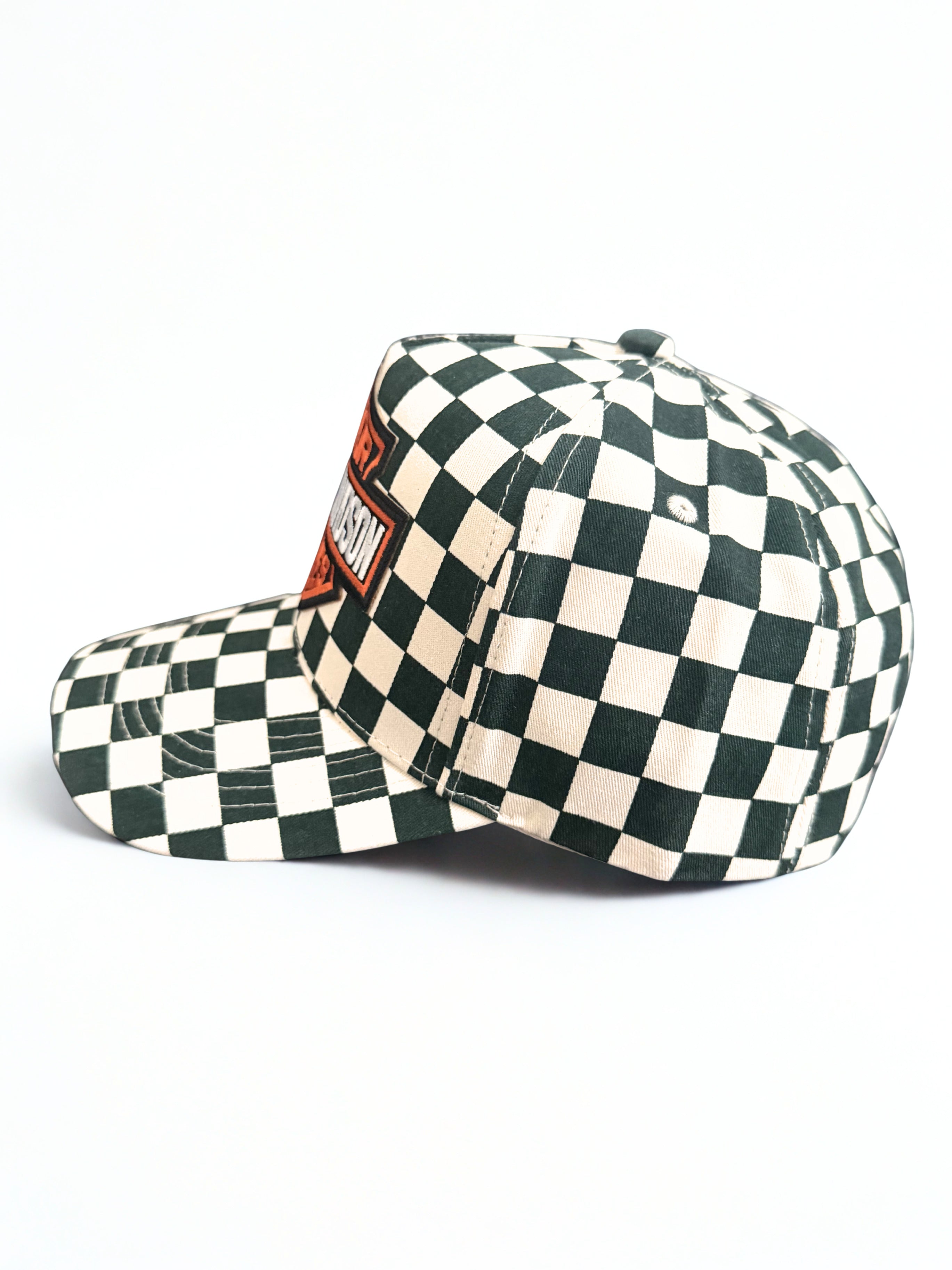 Harley Davidson Embroidered Logo Checkered Snapback Hat