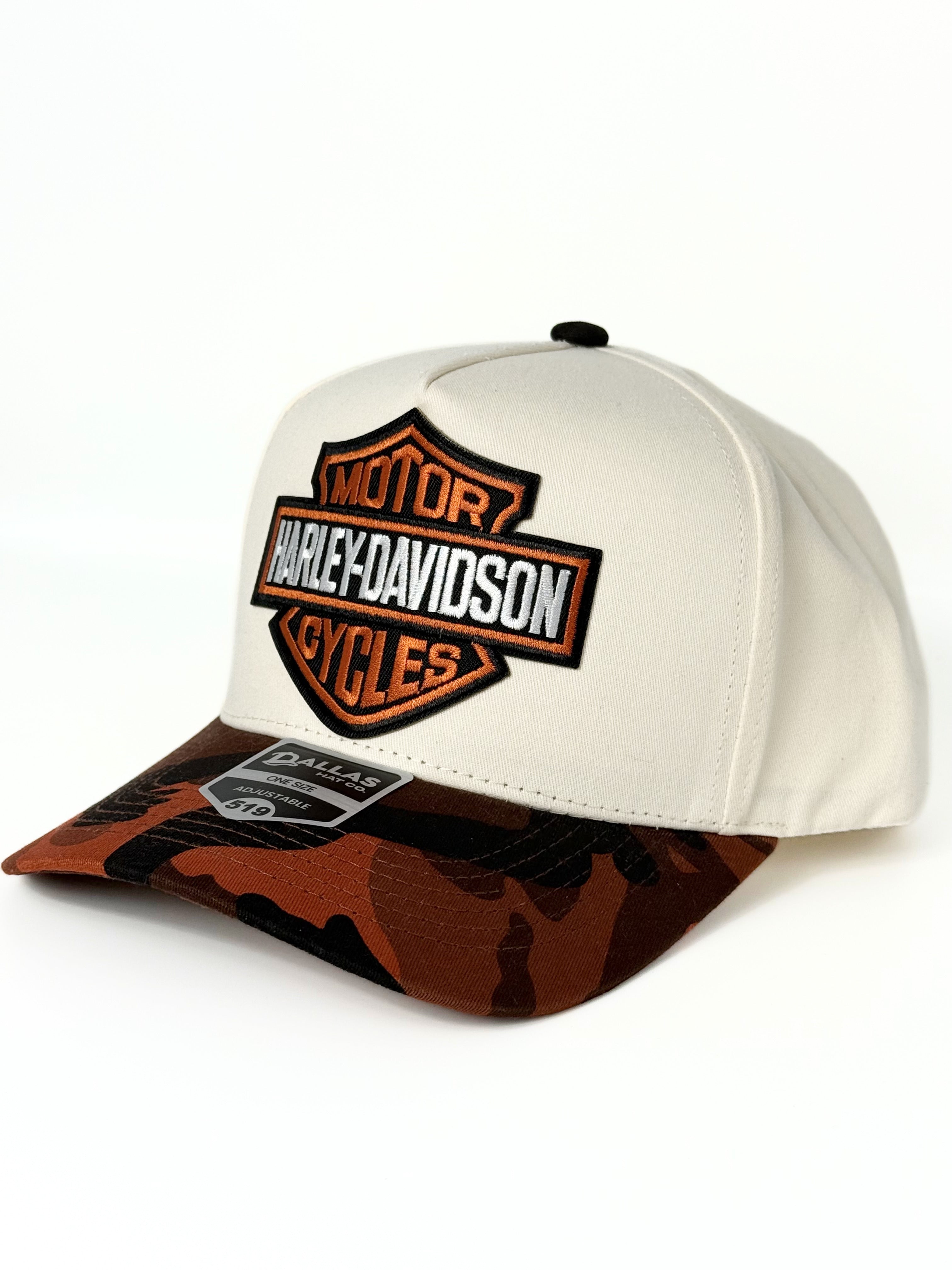 Harley Davidson Army Trucker Twill Snapback Cap Cream/Orange/Black